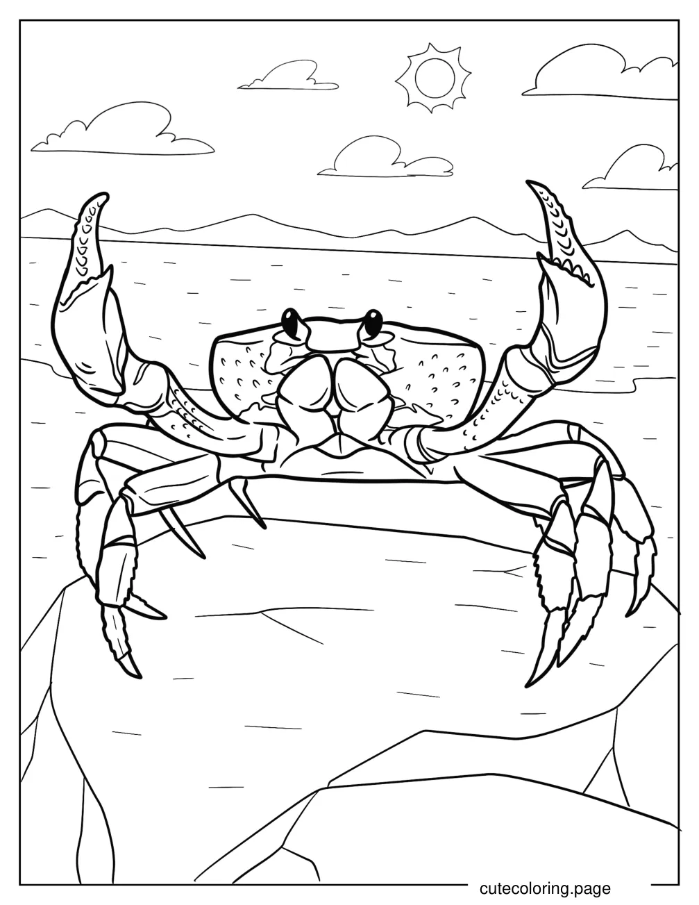 Christmas Island Red Crab With Claws Out coloring page