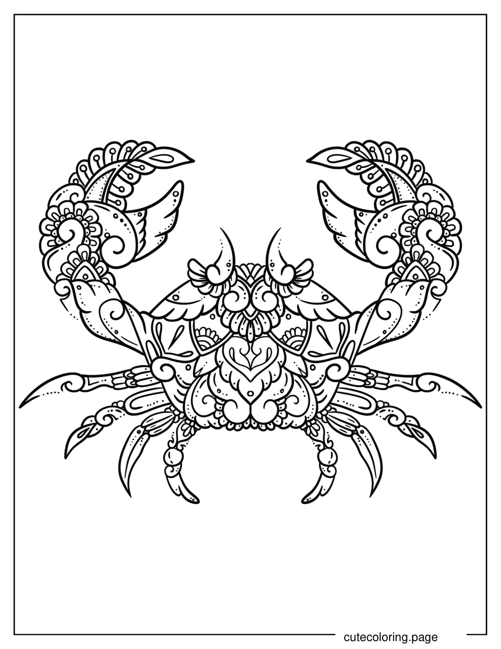 Floral Crab Mandala Coloring Sheet coloring page