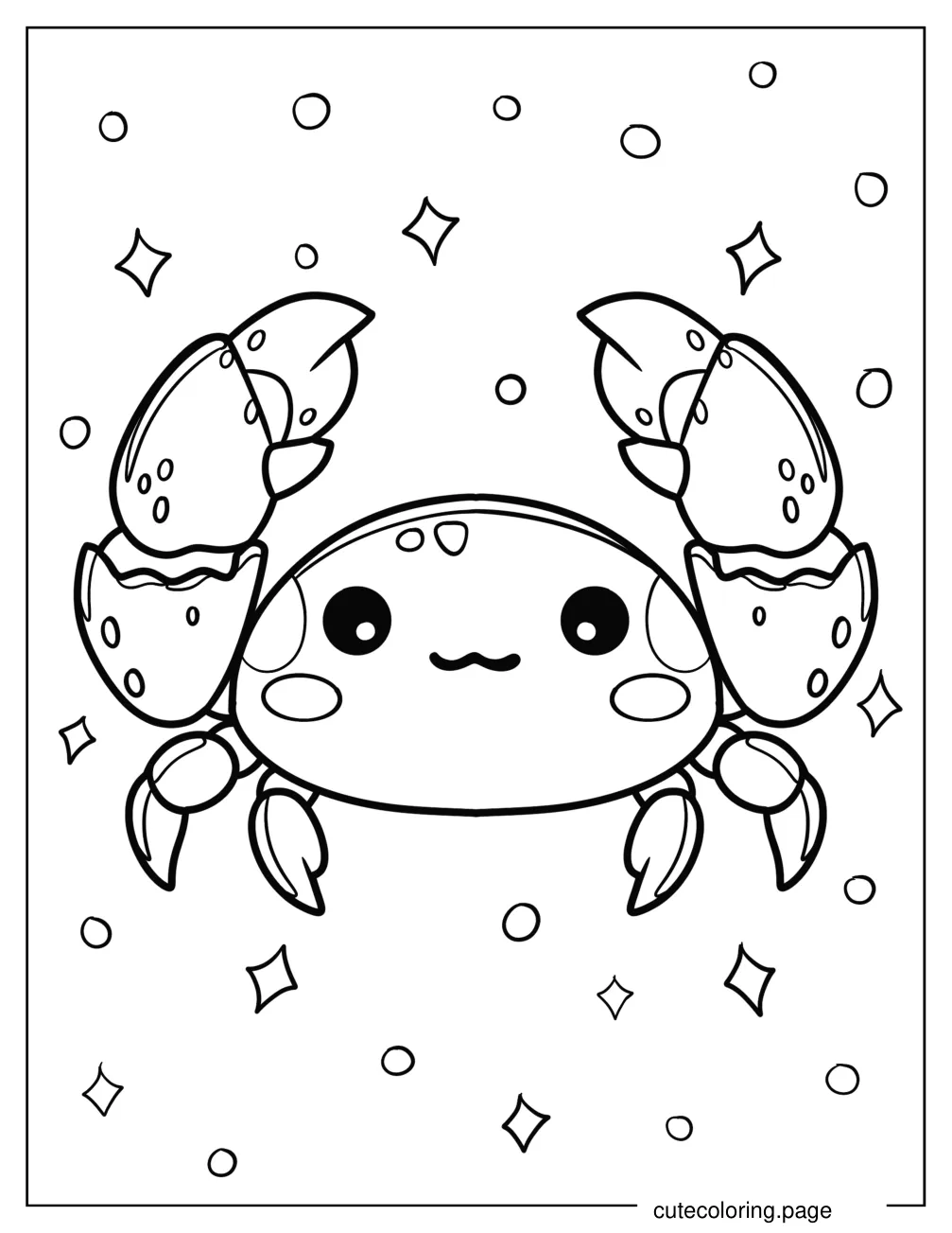 Kawaii Smiling Crab Coloring Sheet For Preschoolers coloring page