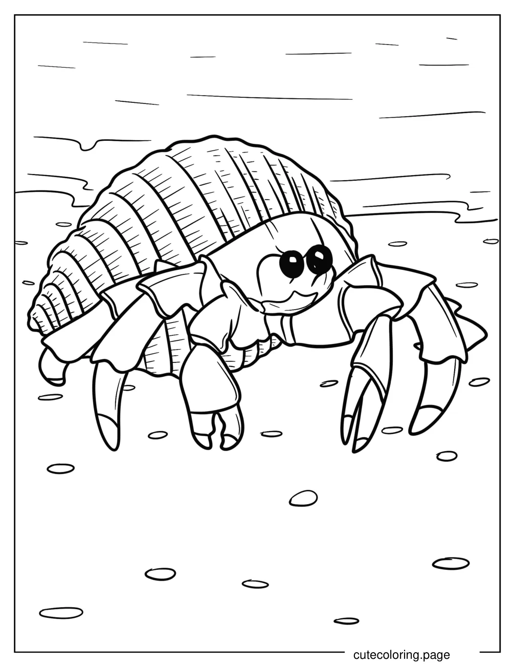 Realistic Hermit Crab On The Beach Coloring Sheet coloring page