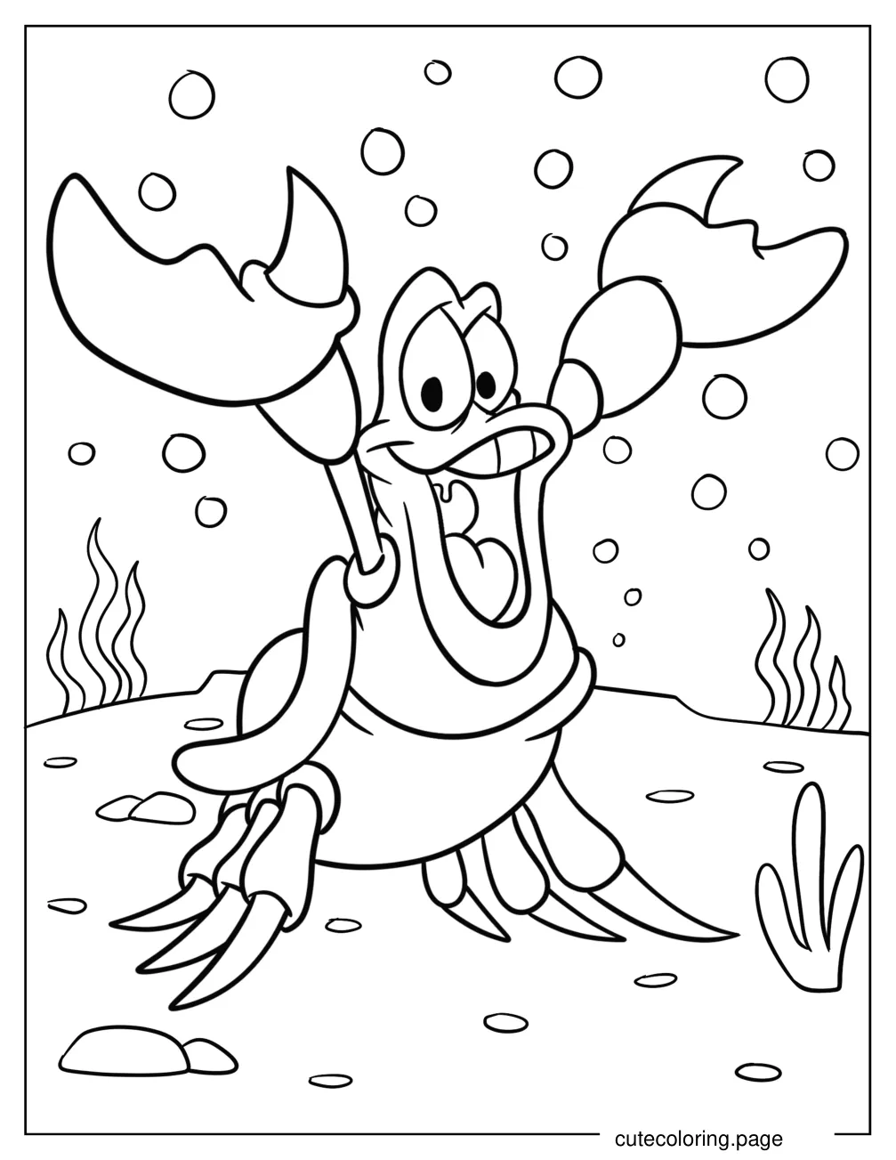 Sebastian The Crab From Little Mermaid Coloring Page For Kids coloring page