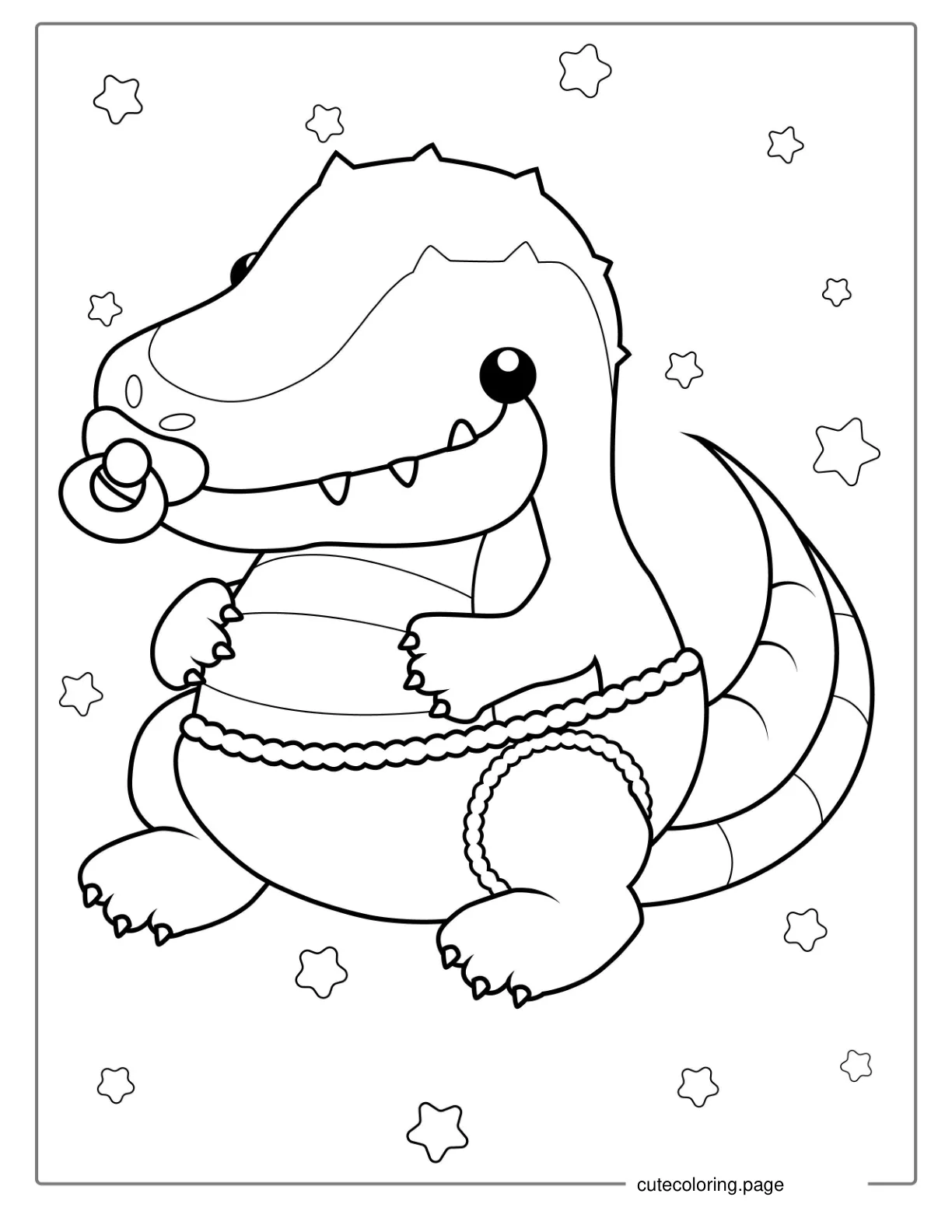 Adorable Baby Crocodile Coloring Page For Toddlers coloring page