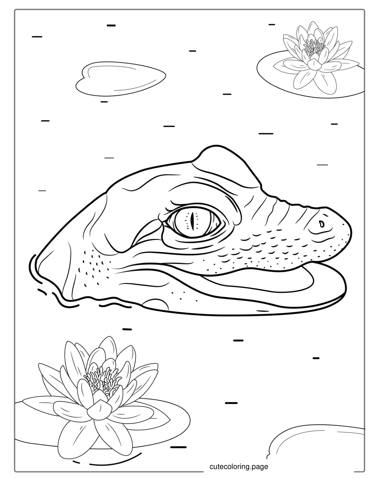 Coloring Page Of Baby Crocodile Poking Head Out Of Water coloring page