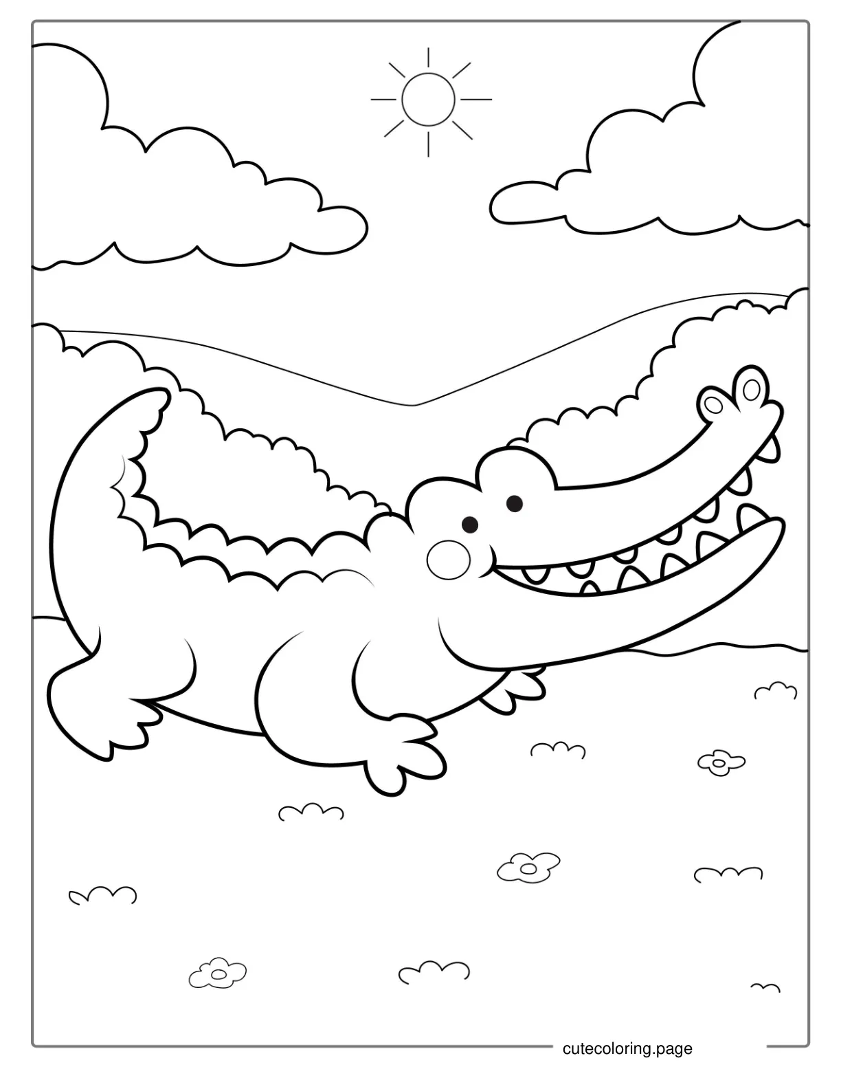 Easy Outline Of a Crocodile For Preschoolers coloring page