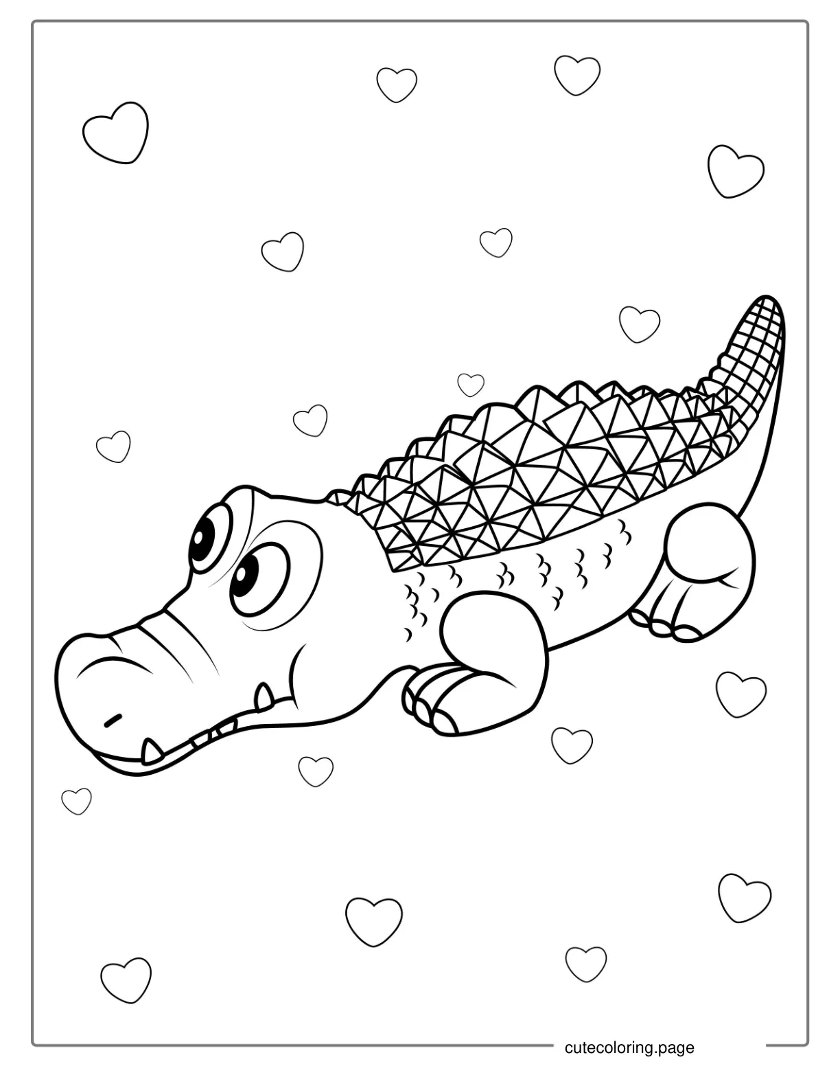 Kawaii Themed Crocodile Coloring Sheet coloring page