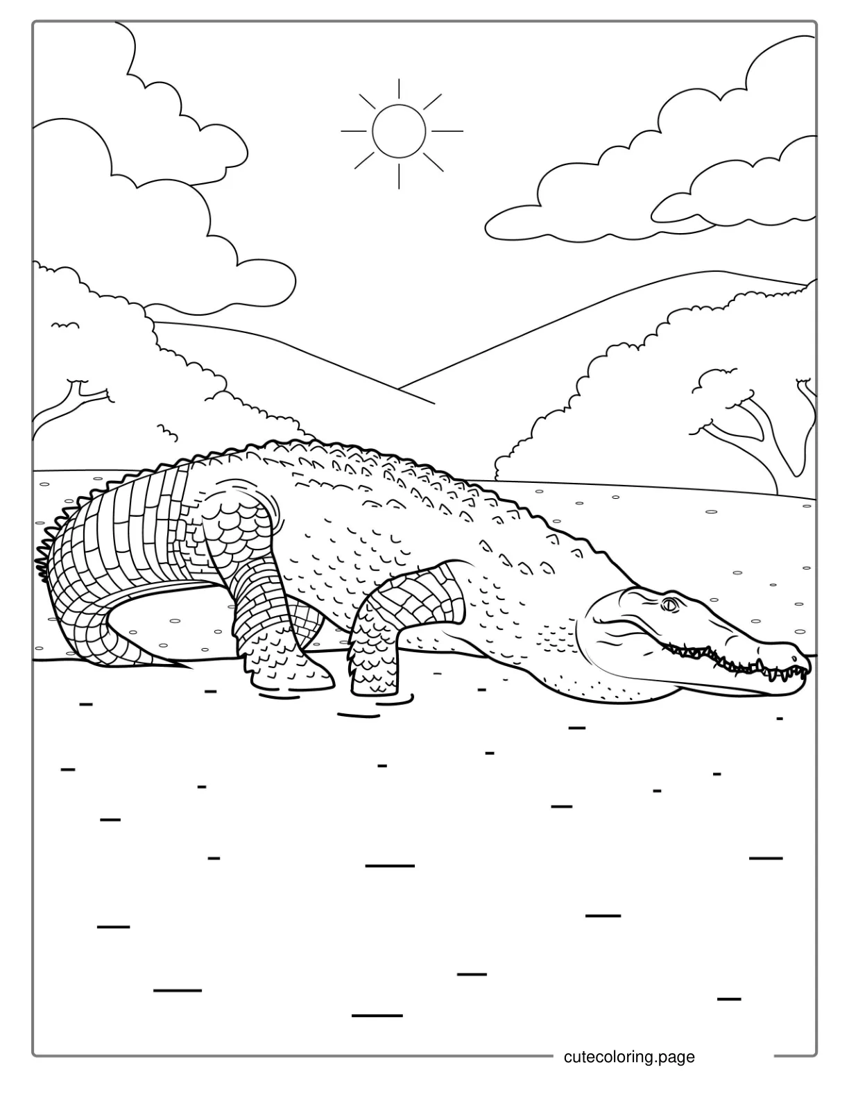 Large Nile Crocodile Coloring Sheet coloring page