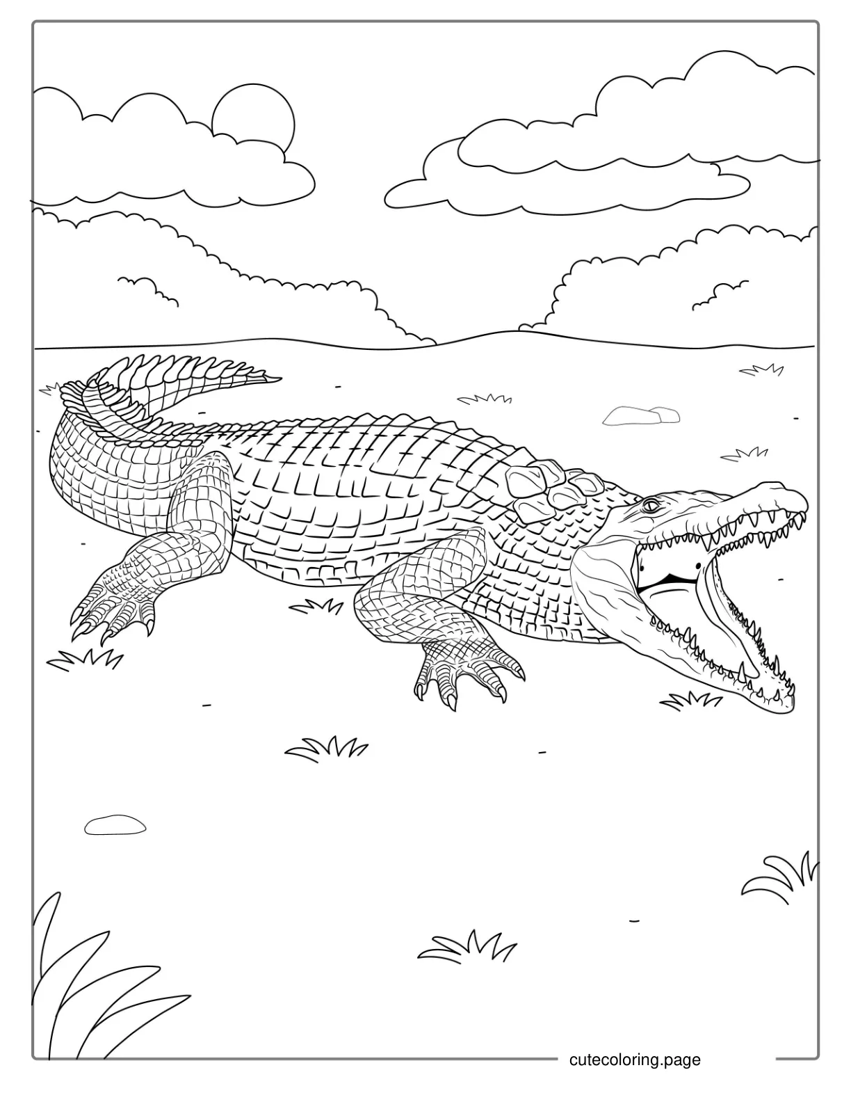 Prehistoric Crocodile Coloring Page coloring page