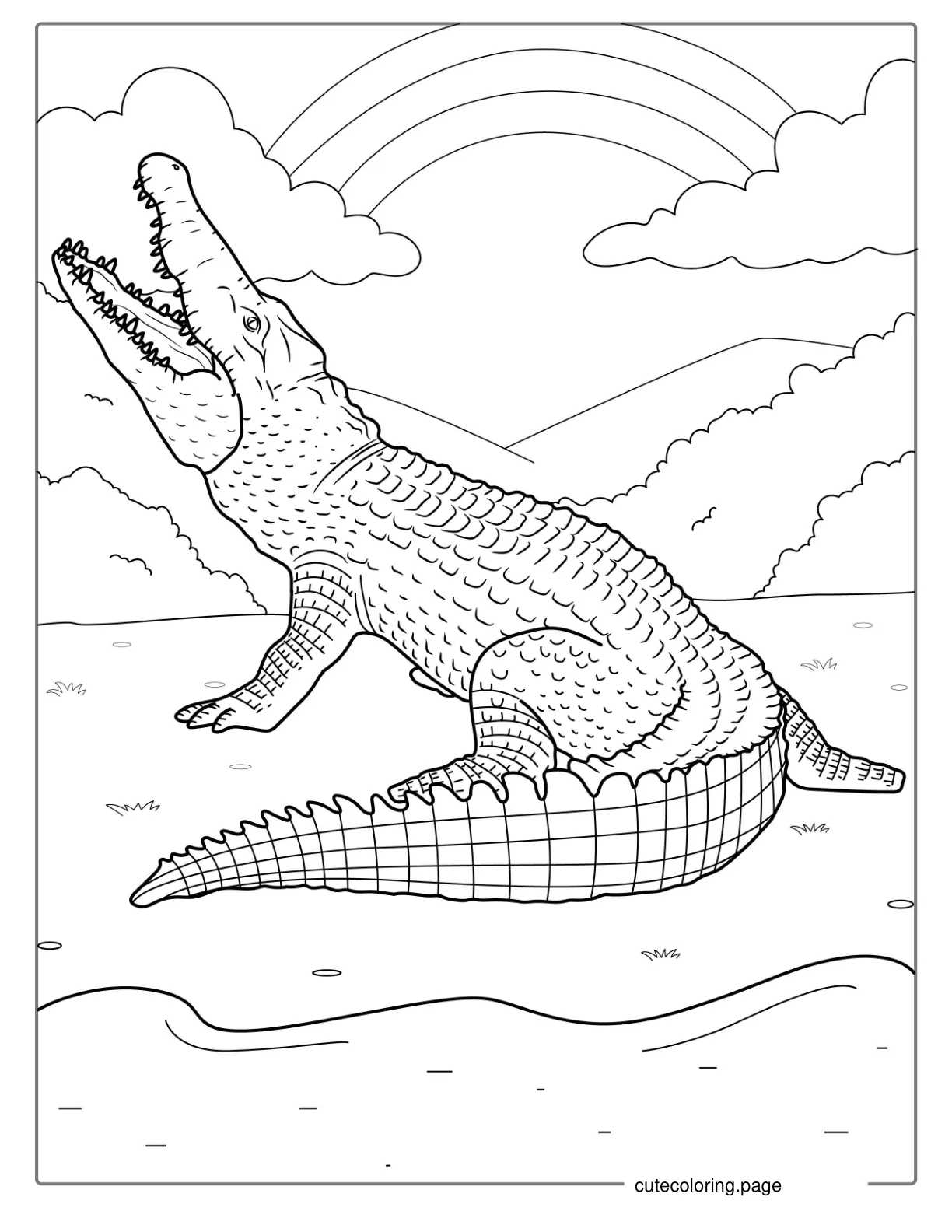 Realistic American Crocodile Coloring Page coloring page