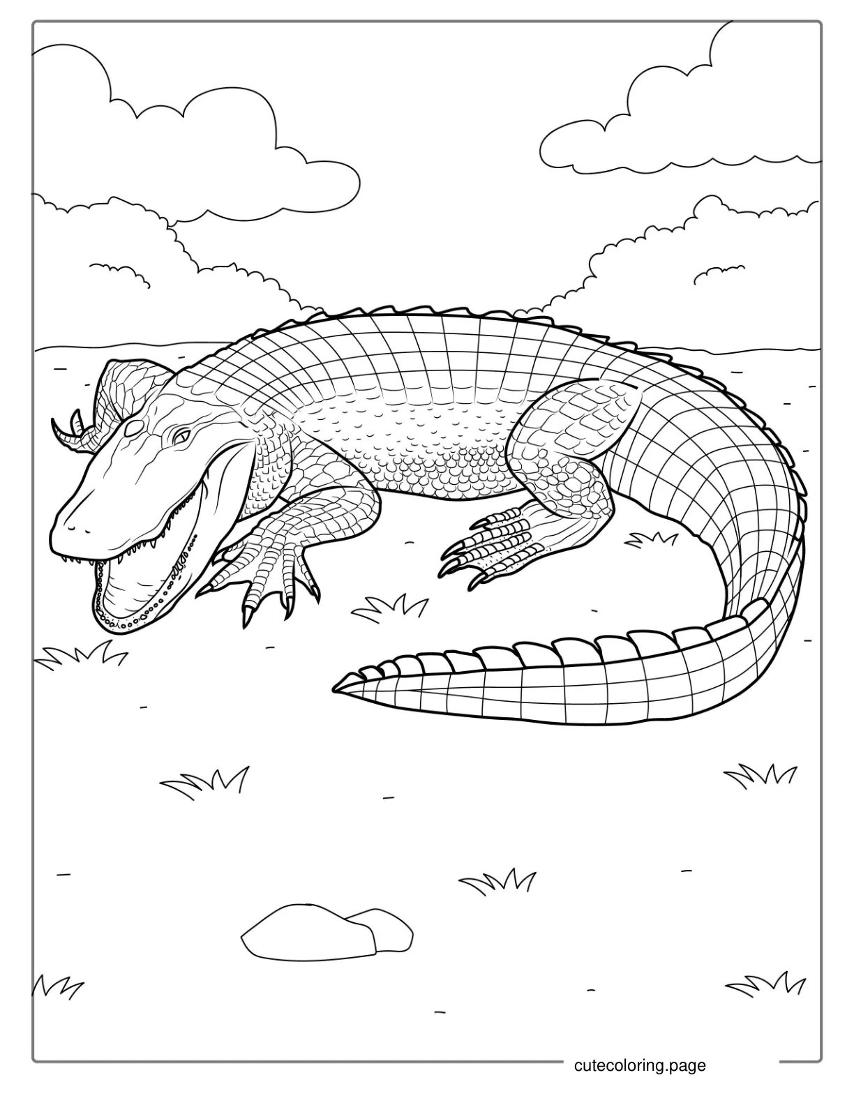 Realistic Coloring Page Of American Crocodile coloring page