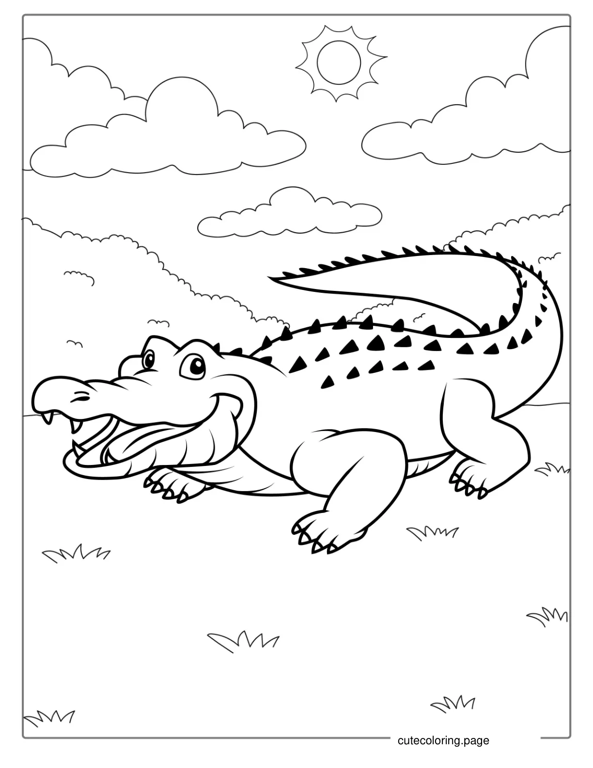 Smiling Crocodile Coloring Page coloring page