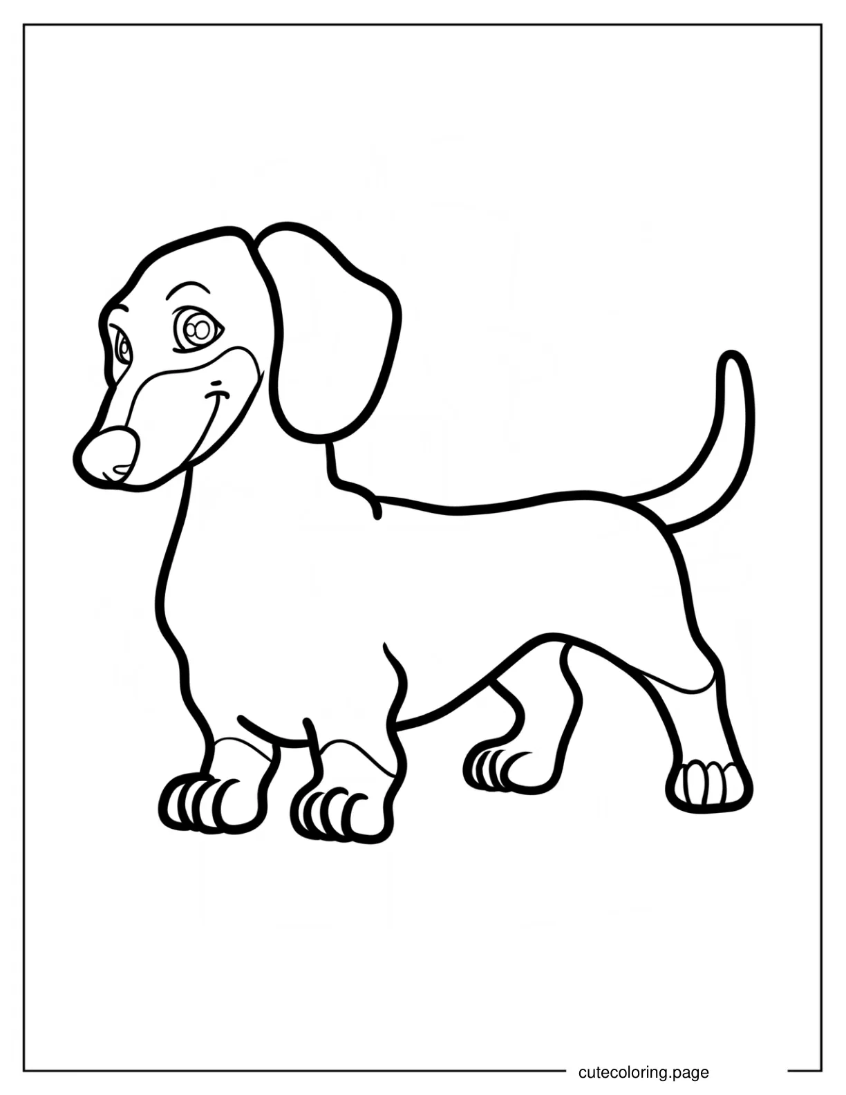 Cartoon Dachshund Coloring Page For Kids coloring page