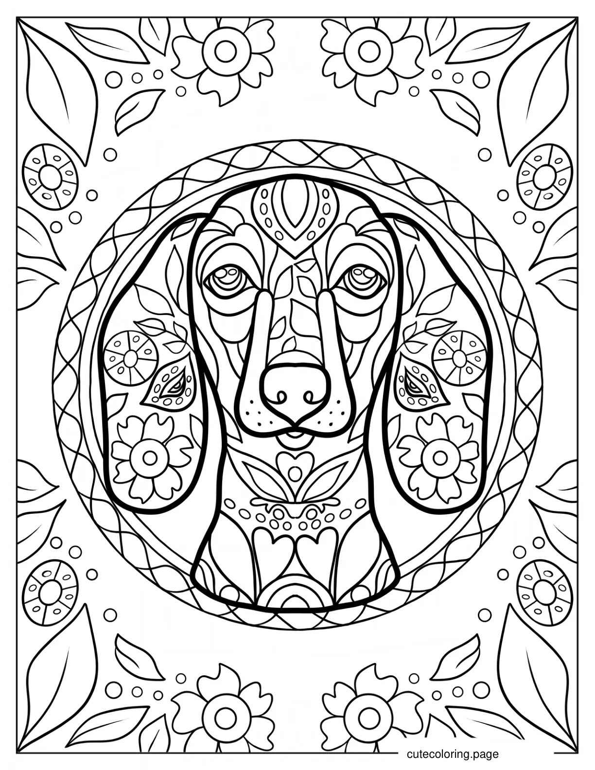 Dachshund Mandala Coloring Sheet coloring page