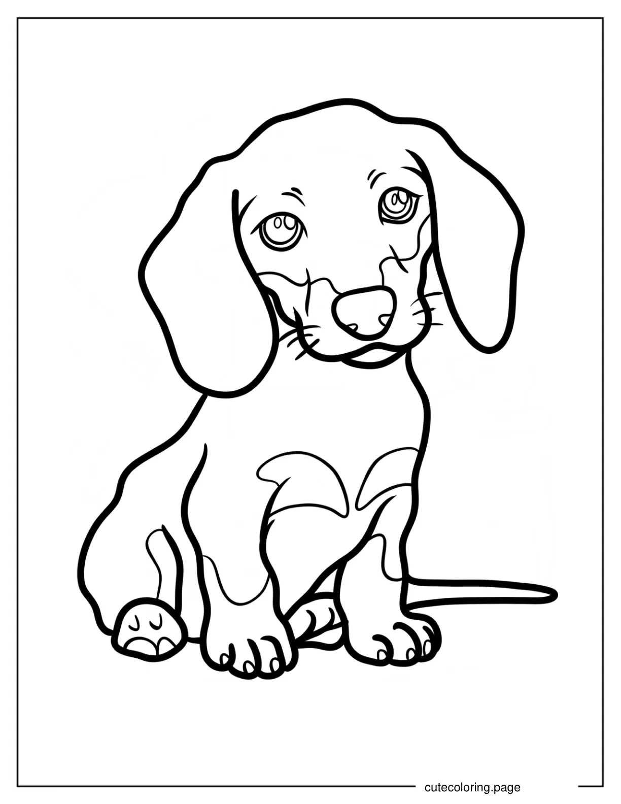 Realistic Dachshund Sitting Coloring Page coloring page