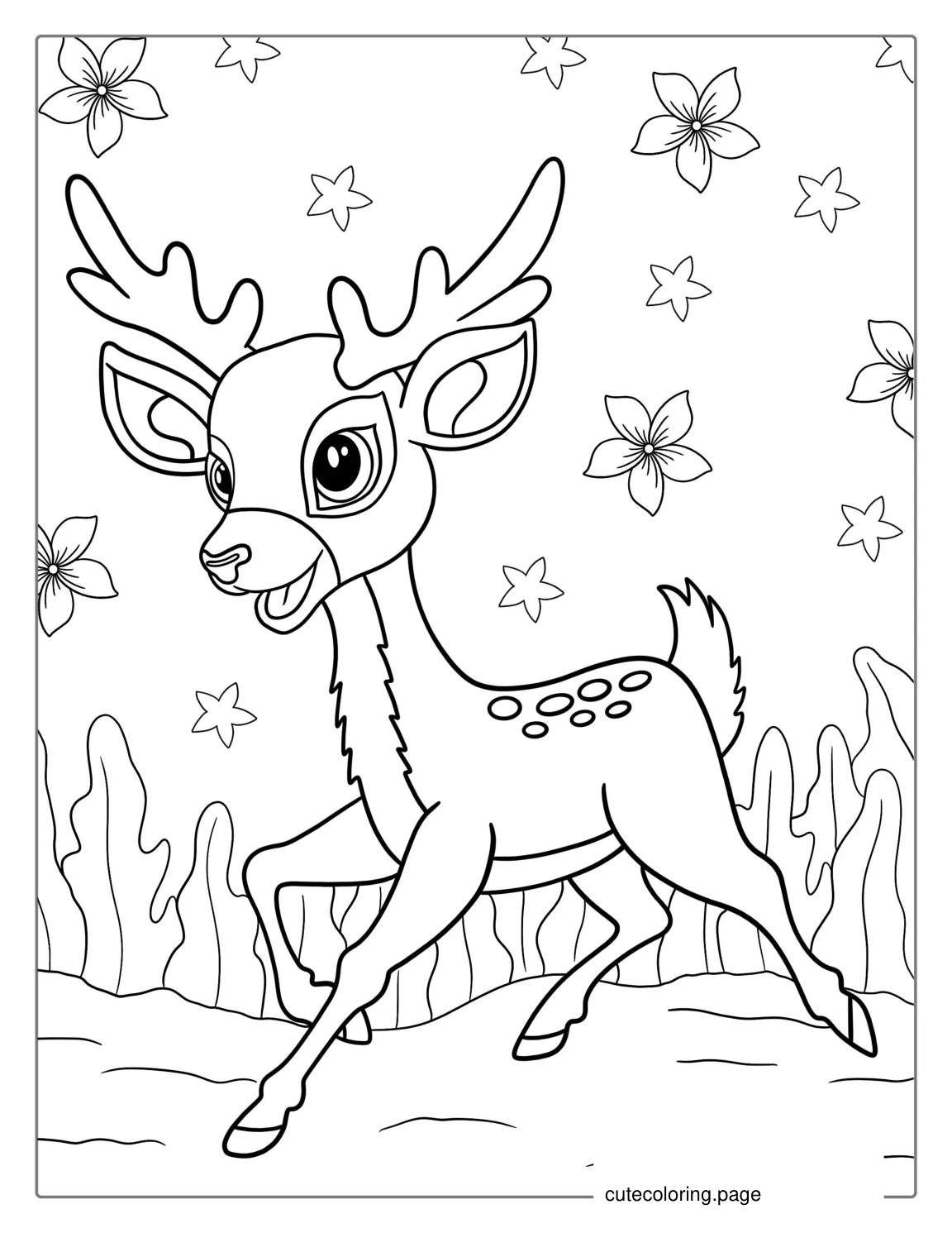 Cartoon Deer Coloring Page For Kids coloring page