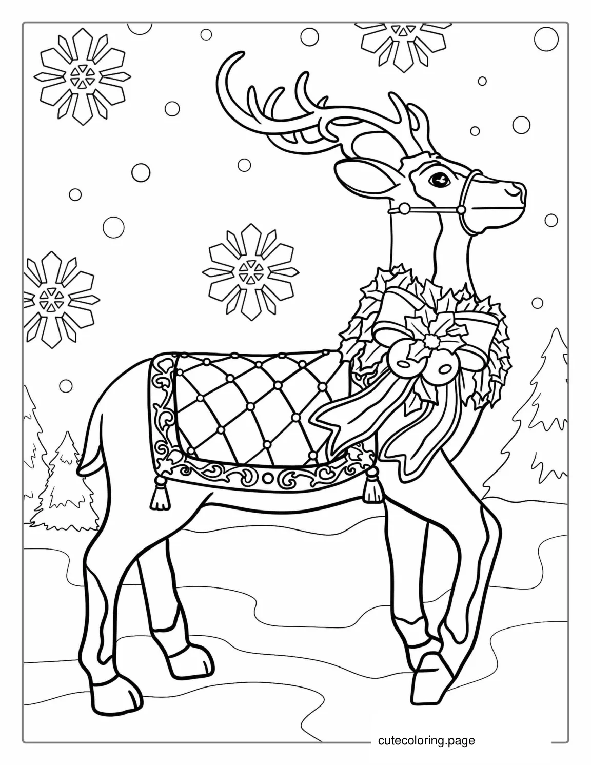 Christmas Reindeer Coloring Page coloring page