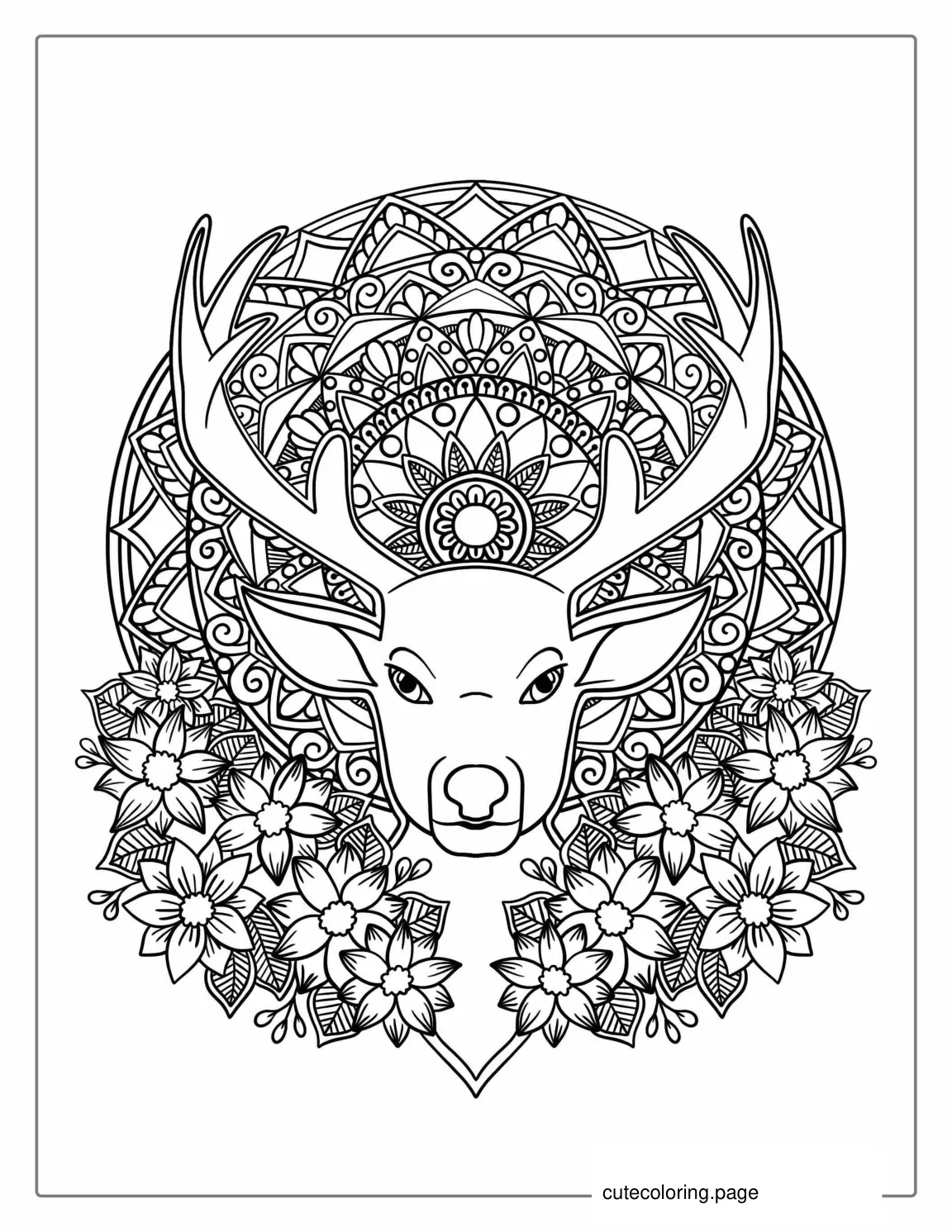 Coloring Sheet Of a Deer Mandala coloring page