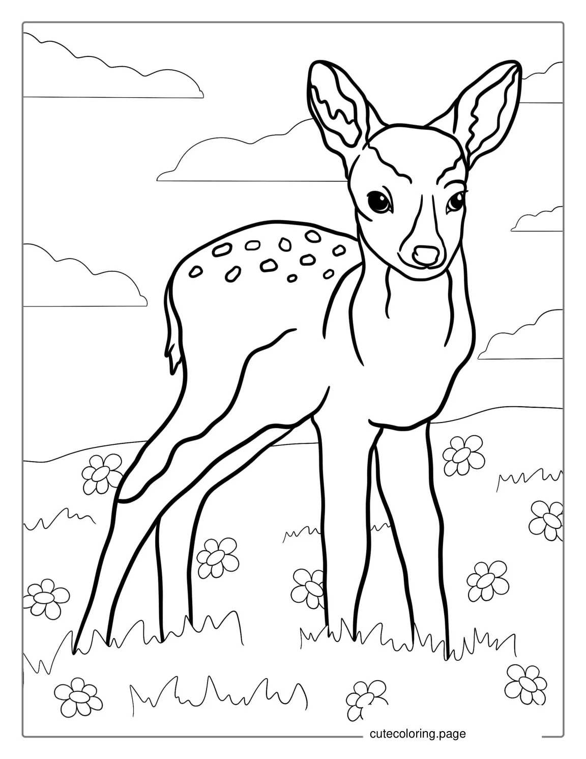 Deer Fawn Coloring Page For Kids coloring page