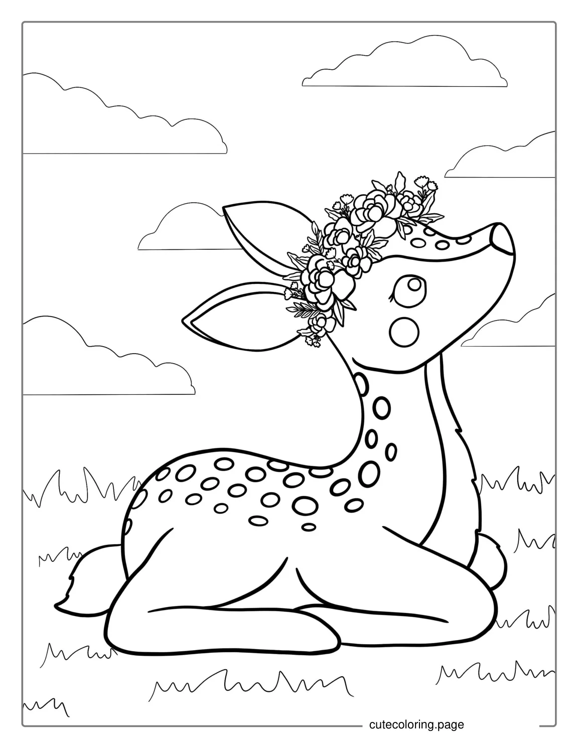 Easy Deer Coloring Page For Kids coloring page