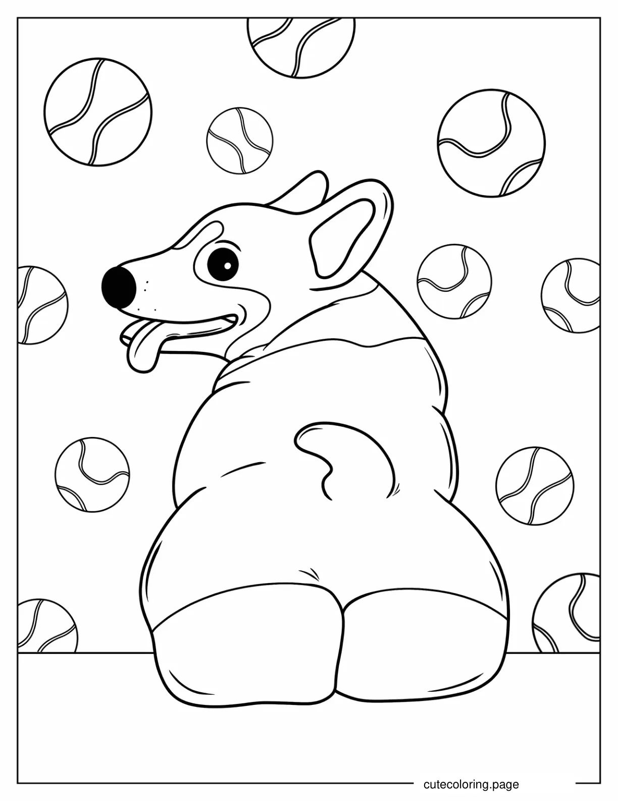 Back View Of Cute Corgi coloring page