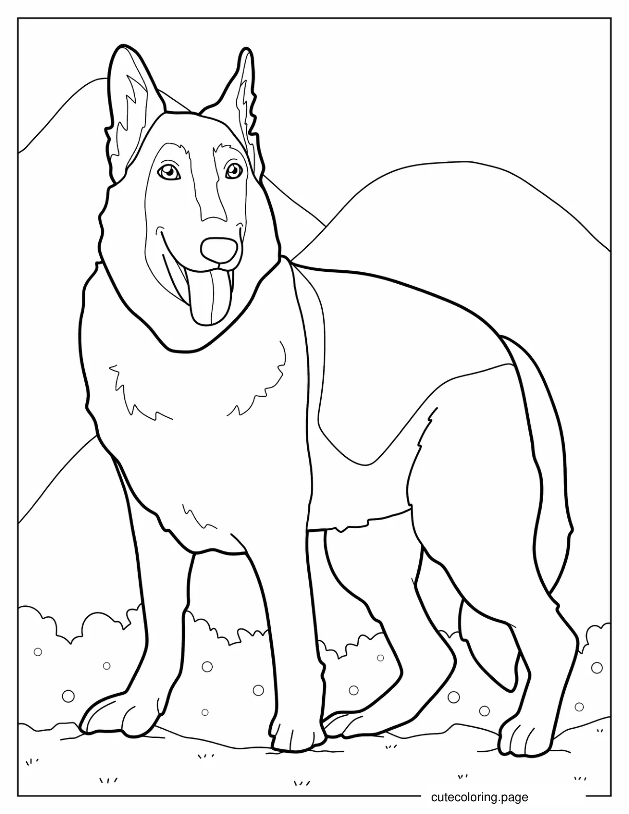 Big German Shepherd Dog coloring page