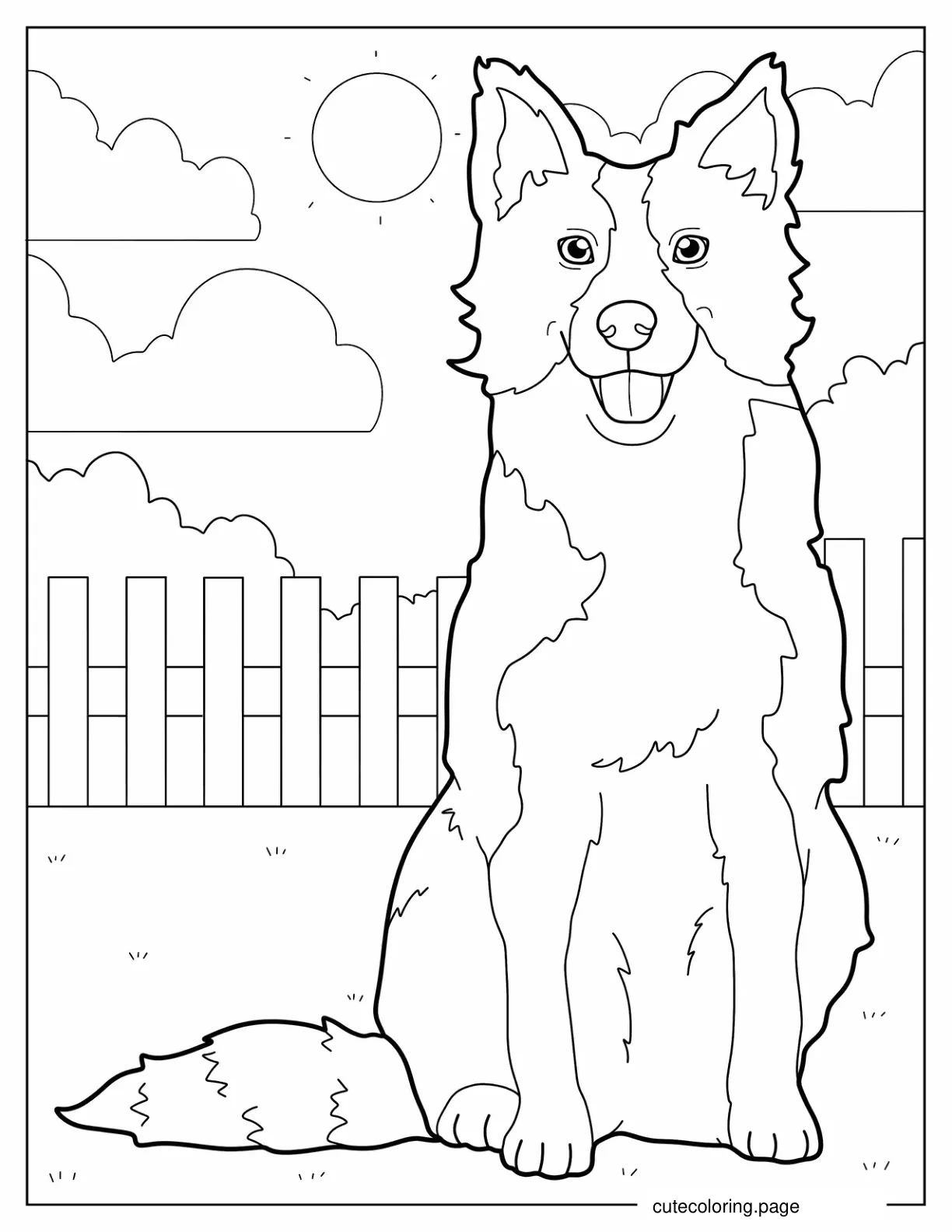 Border Collie Dog In Backyard Coloring Sheet coloring page