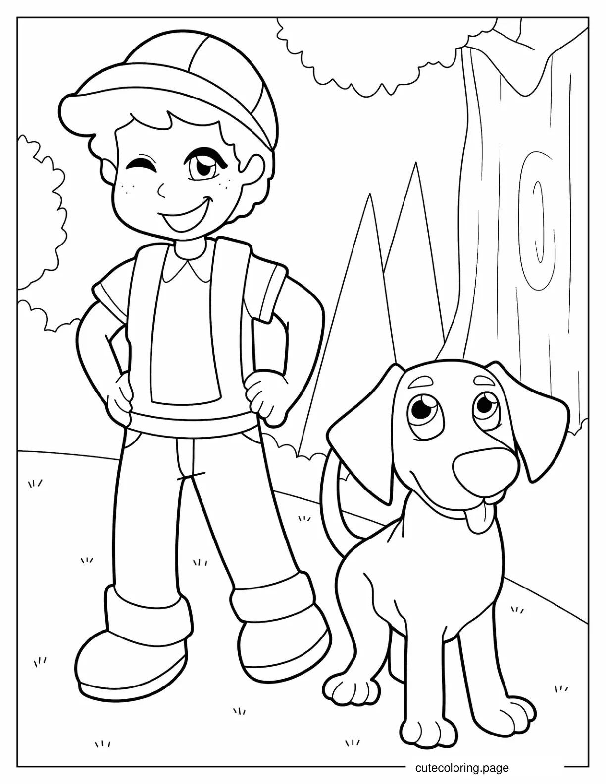 Coloring Page Of Boy With His Dog Best Friend coloring page