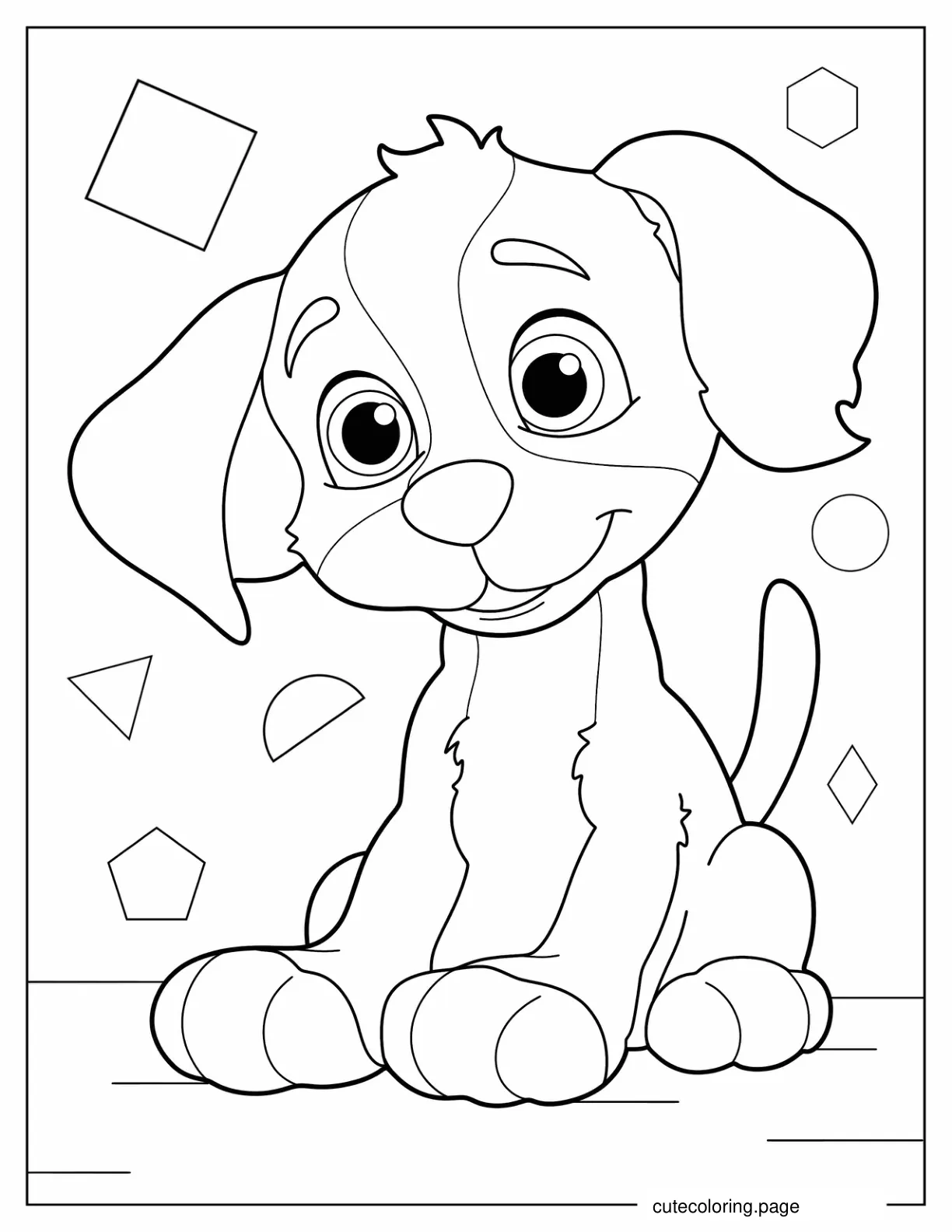 Cute Cartoon Puppy Coloring Page For Kids coloring page