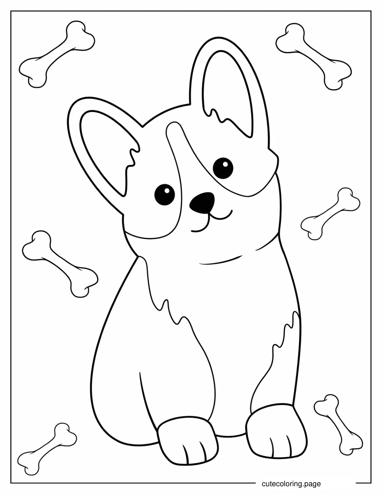 Cute Corgi Coloring Sheet For Preschoolers coloring page