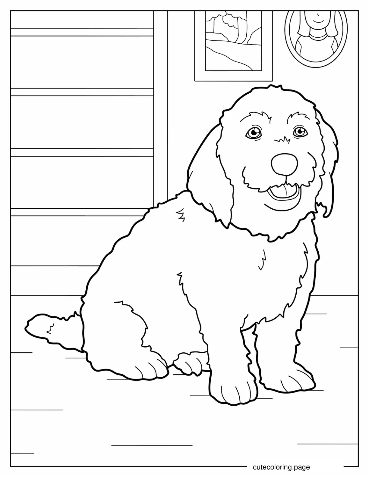 Easy Coloring Sheet Of Basset Smiling coloring page