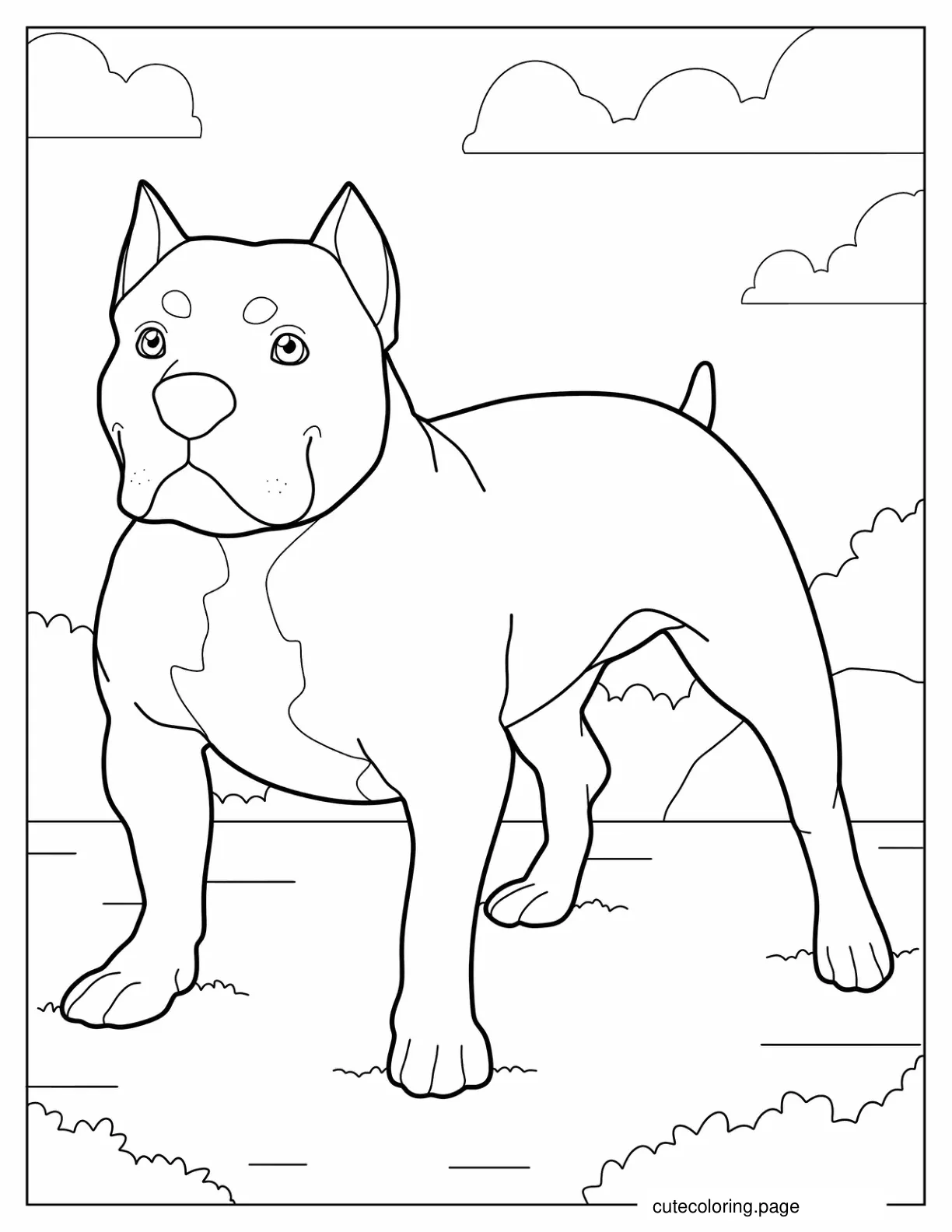 Friendly Adult Bulldog coloring page