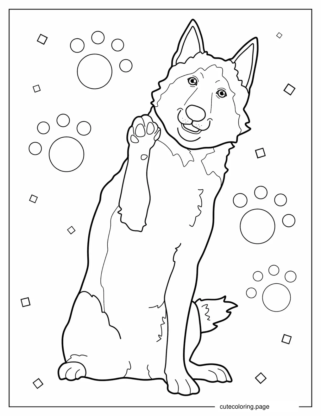 Husky With Paw Up coloring page