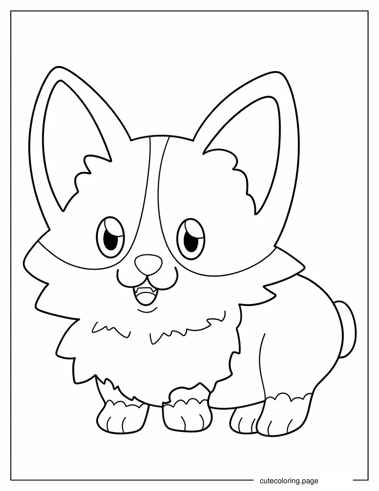 Kawaii Corgi Outline For Preschoolers coloring page