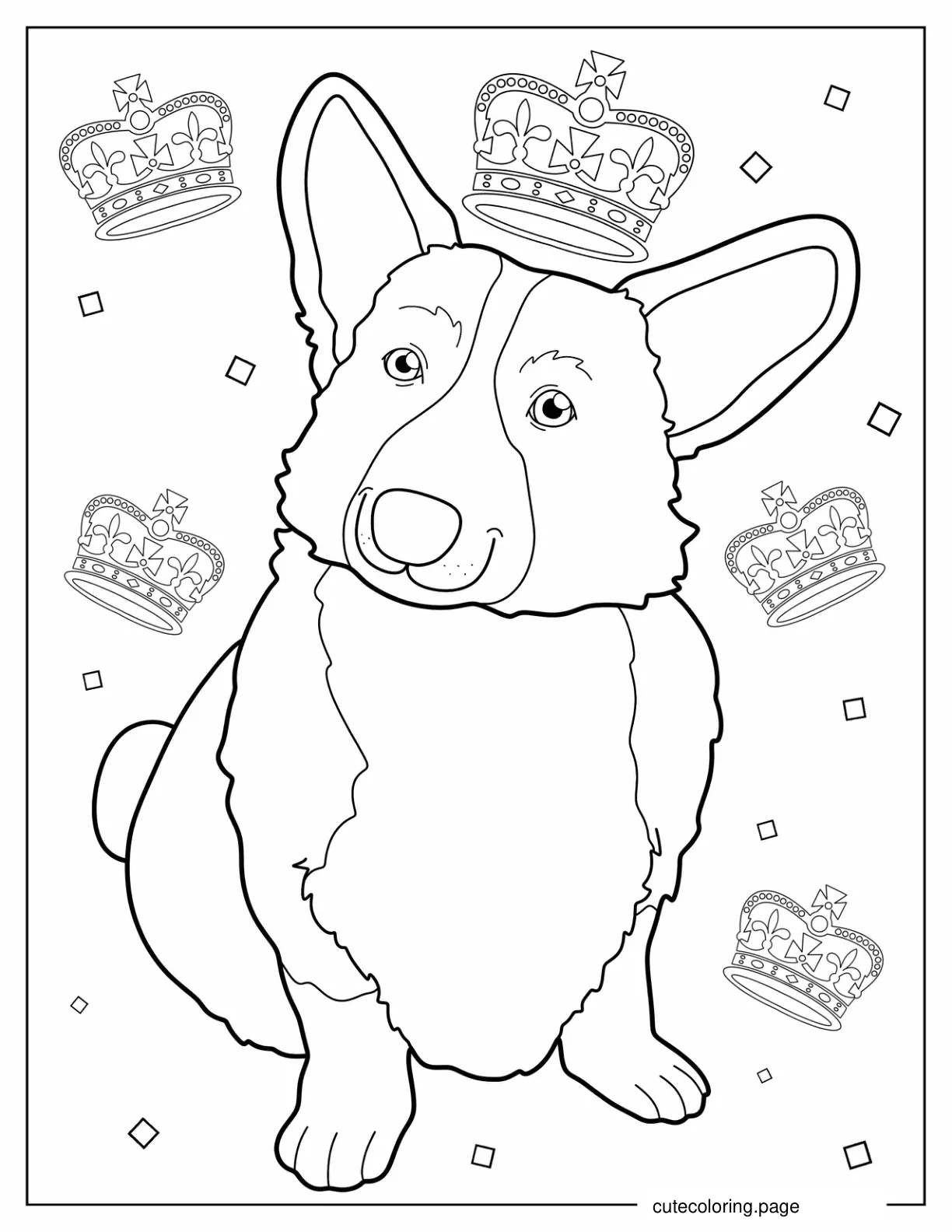 Kawaii Queen_s Corgi Coloring Sheet coloring page