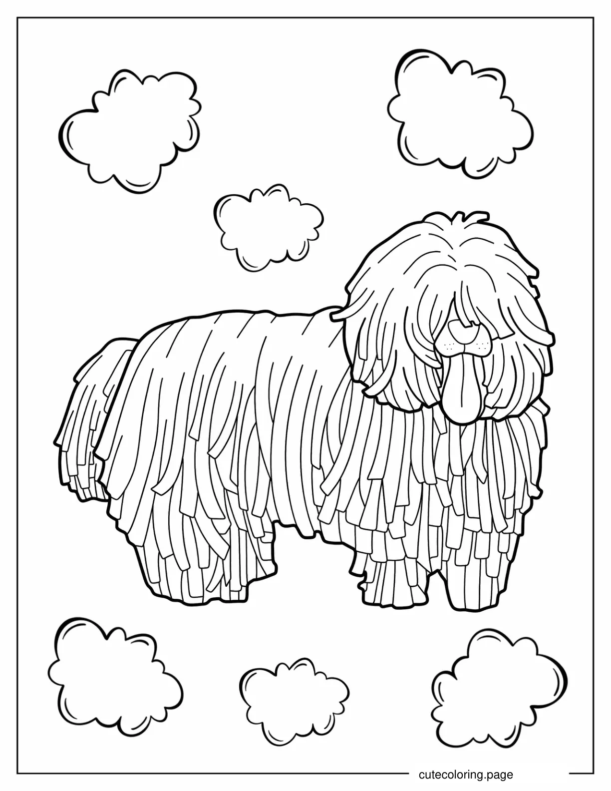 Komondor Dog With Overgrown Fur coloring page