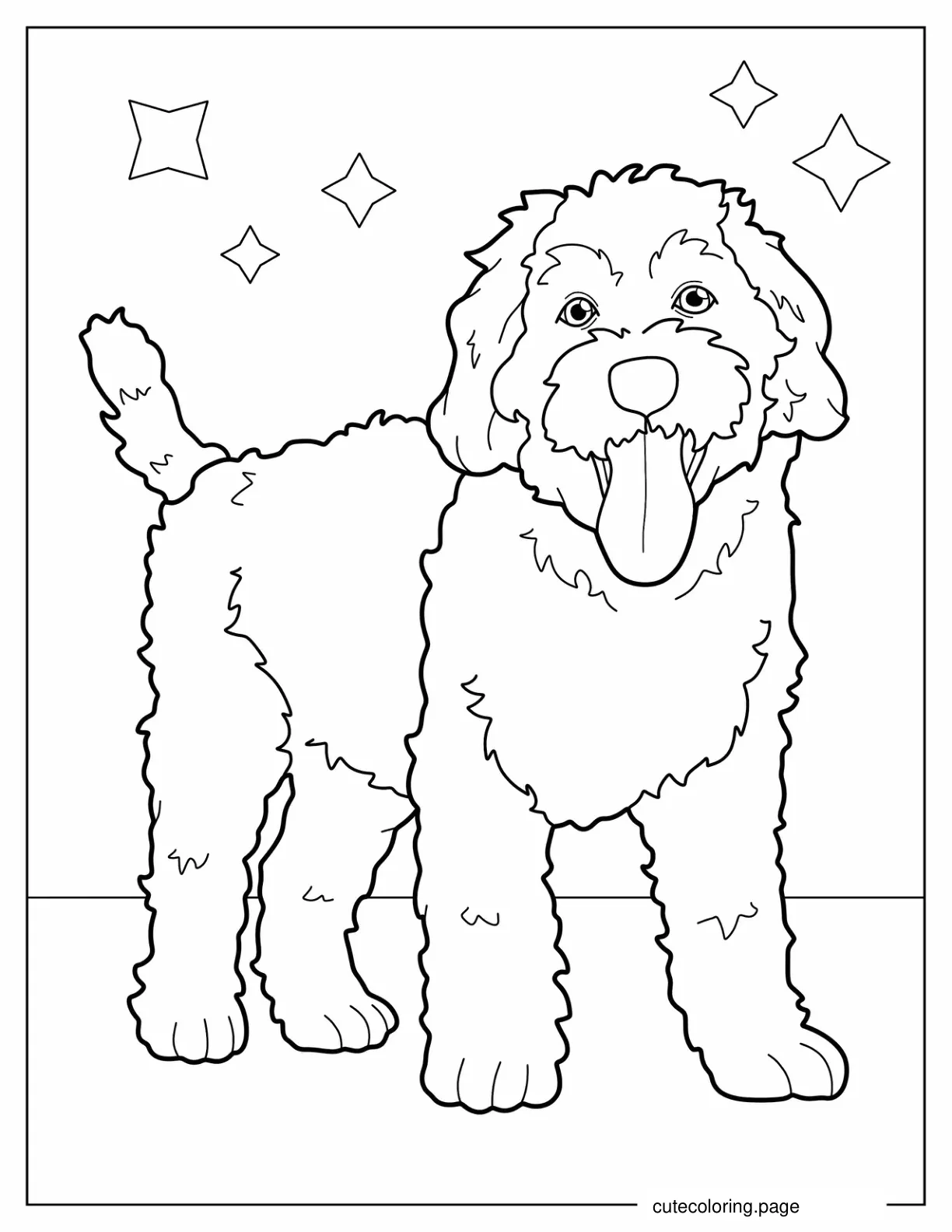 Labradoodle Puppy With Tongue Out Coloring Sheet coloring page