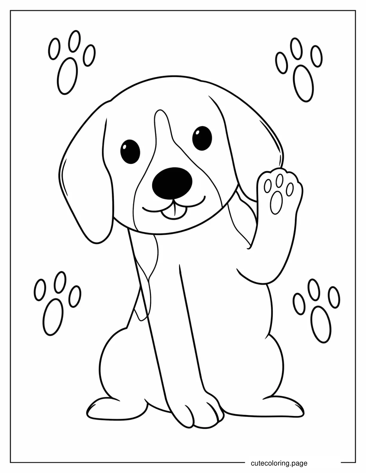 Puppy Raising Paw Coloring In coloring page