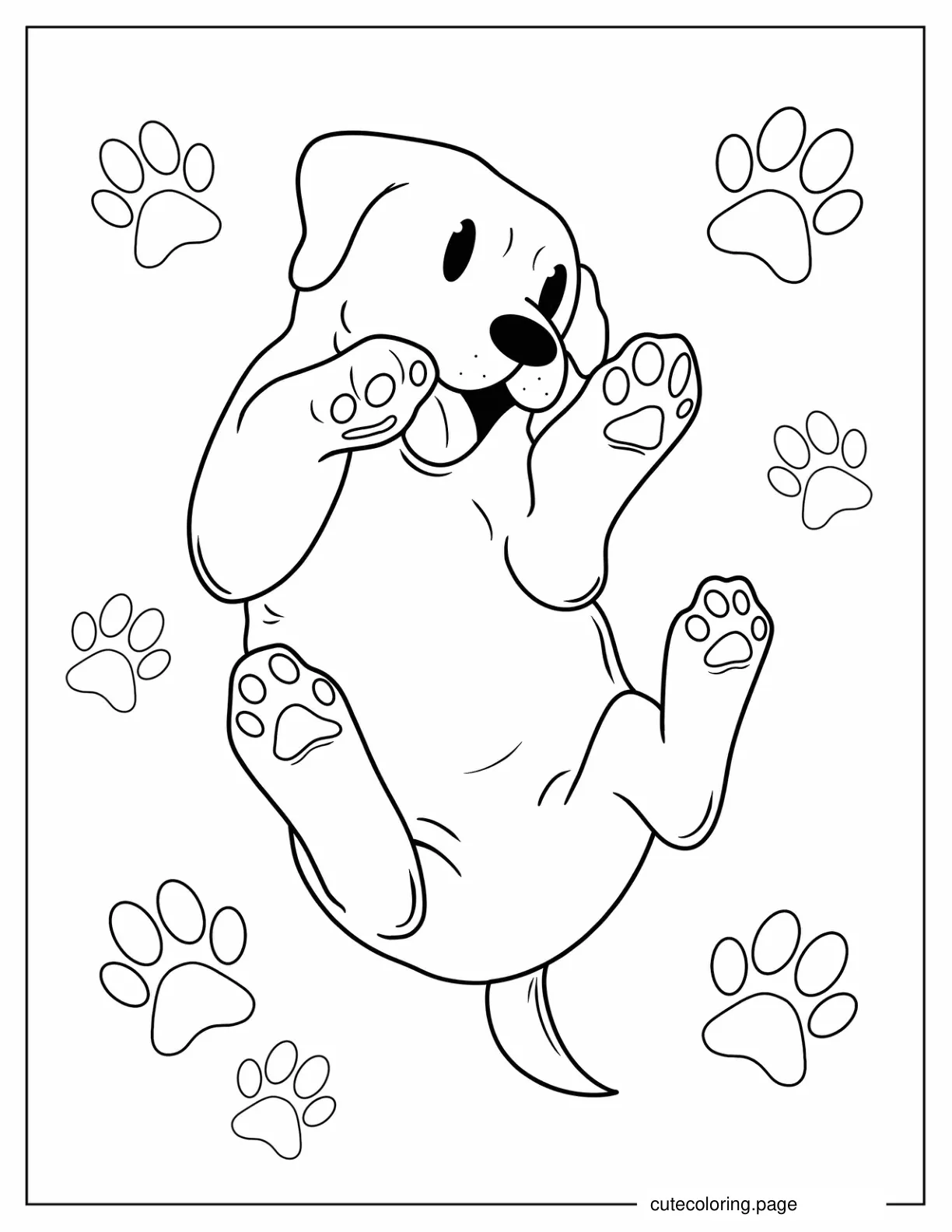 Puppy Rolling On the Floor coloring page