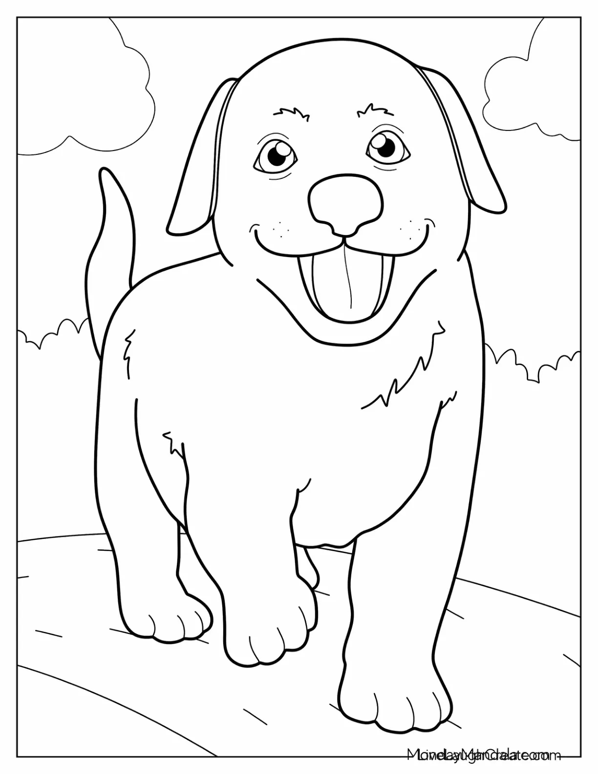 Simple Coloring Page Of Puppy Walking coloring page