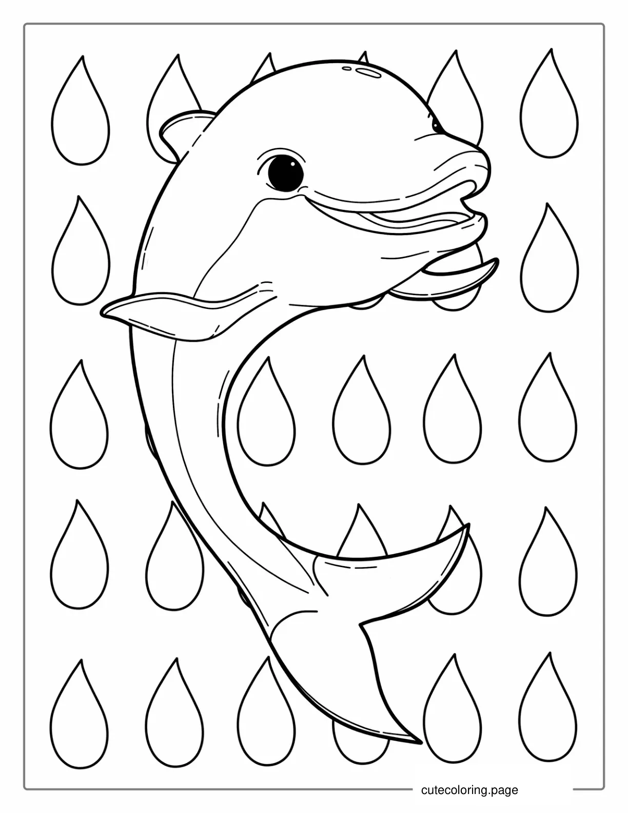 Cute Cartoon Dolphin Coloring For Kids coloring page