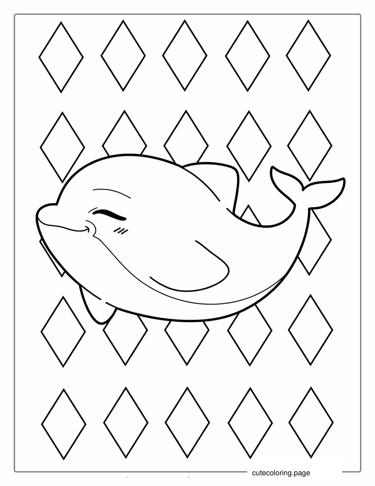 Cute Kawaii Dolphin To Color coloring page