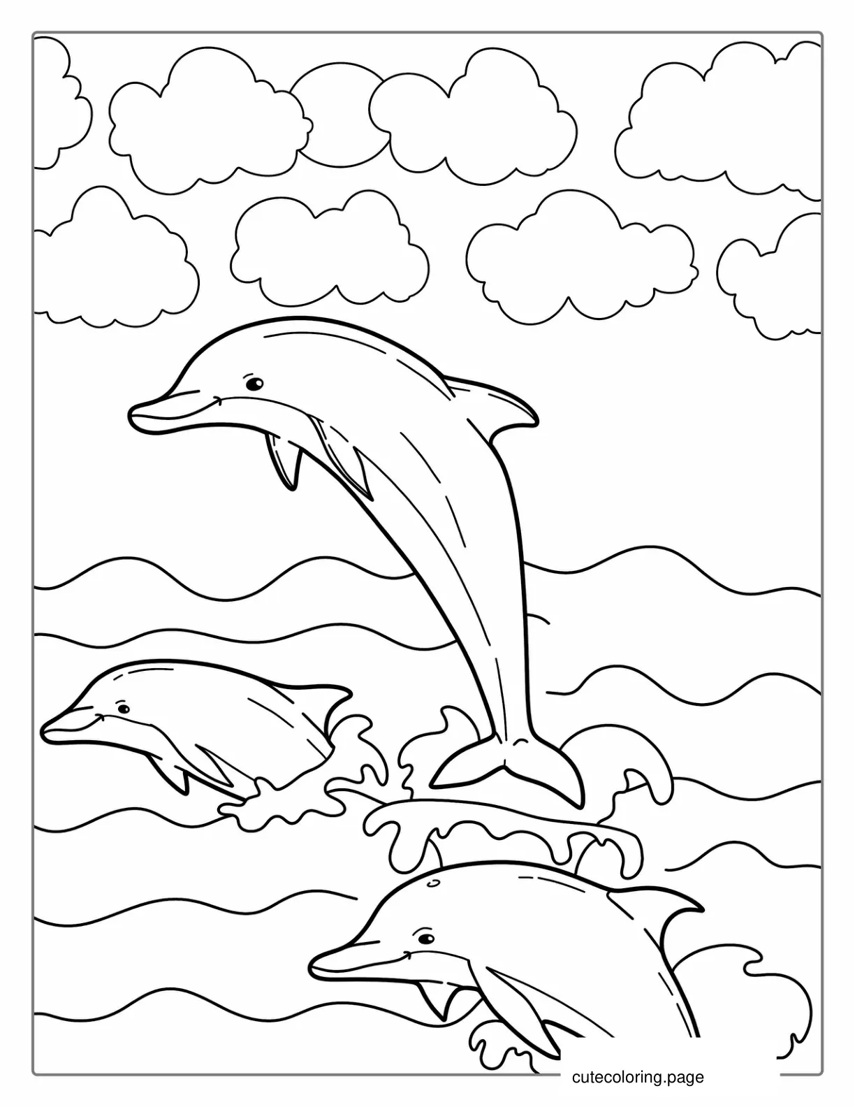 Dolphin Jumping Out Of Water To Color coloring page