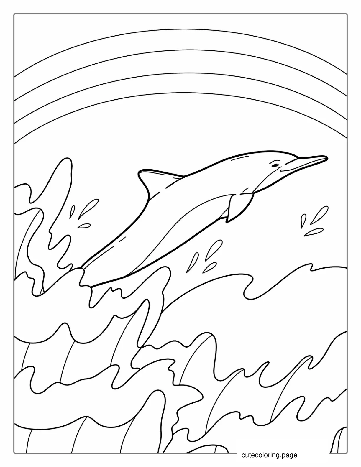 Dolphin Leaping Out Of Water To Color coloring page