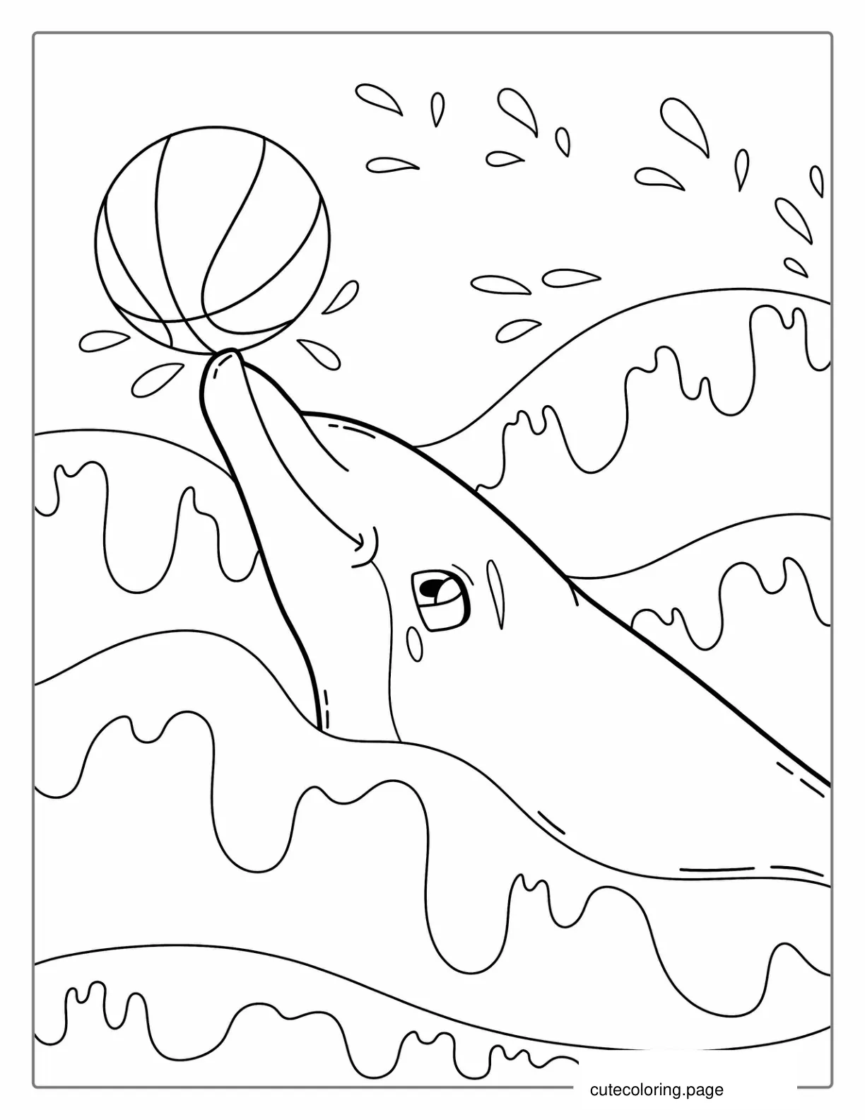 Dolphin Playing With Ball Coloring Sheet coloring page