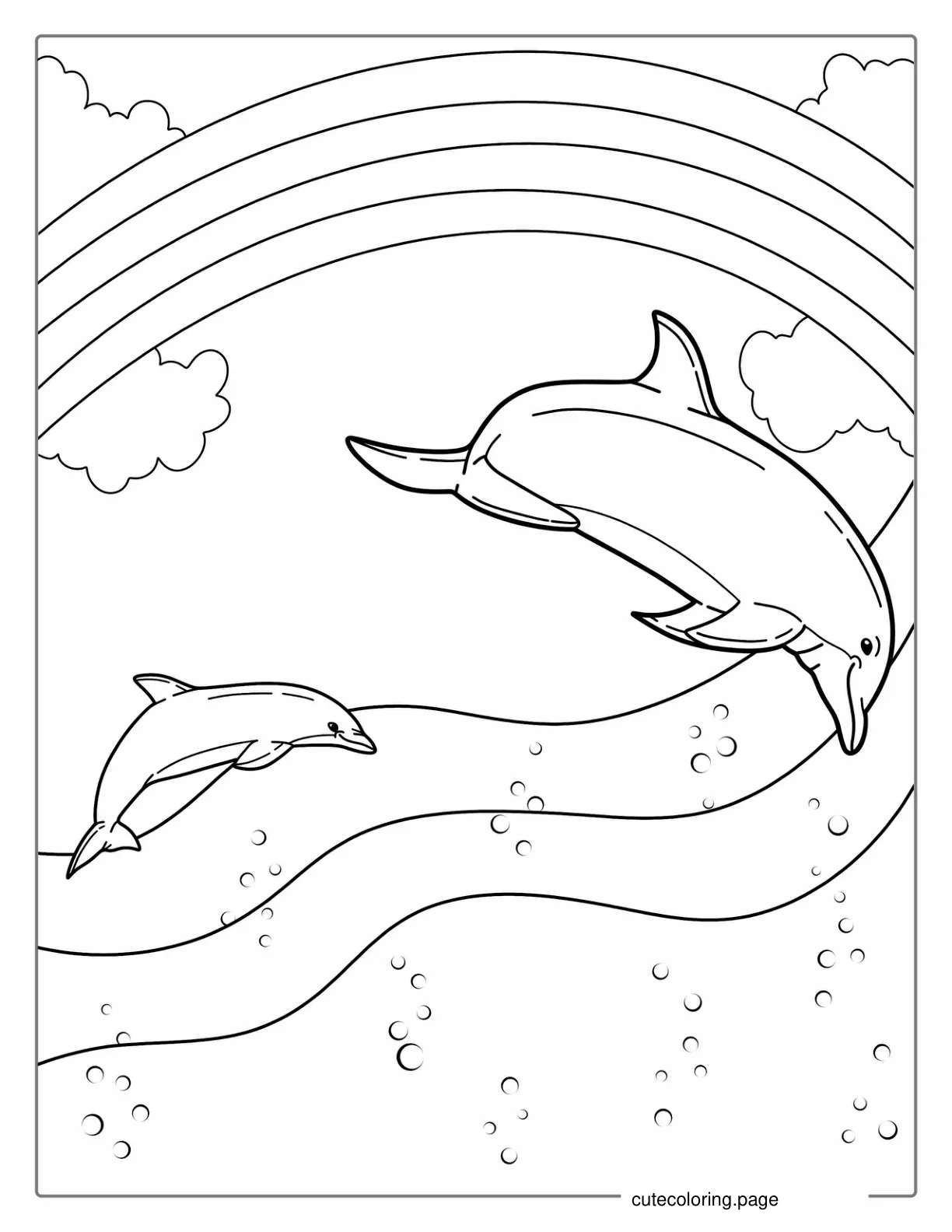 Dolphins With Rainbow Coloring Page coloring page