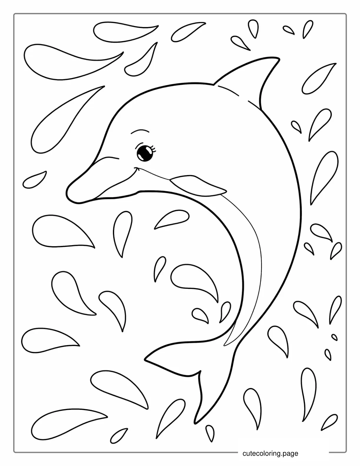 Simple Outline Of Dolphin For Kids coloring page