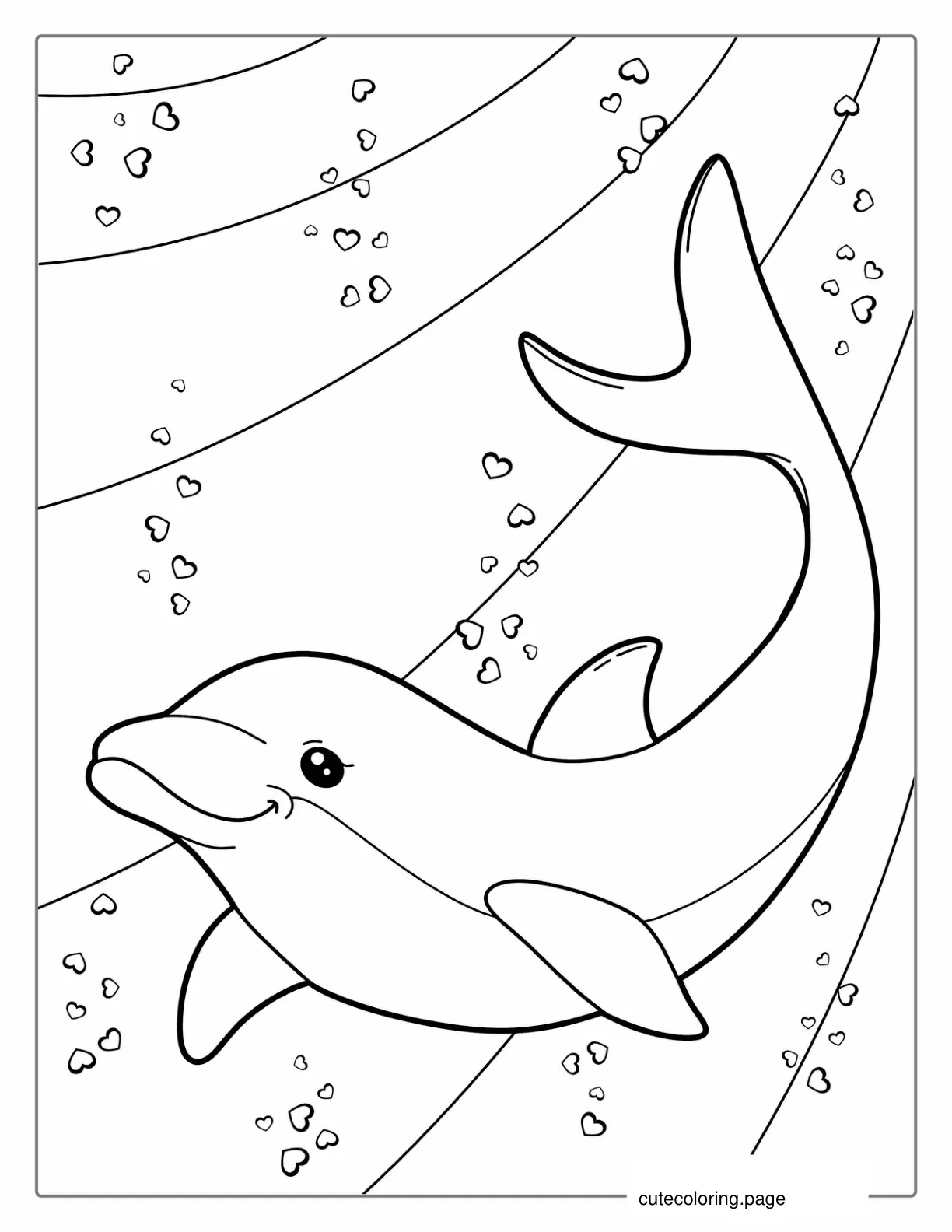 Simple Outline Of Smiling Dolphin To Color coloring page