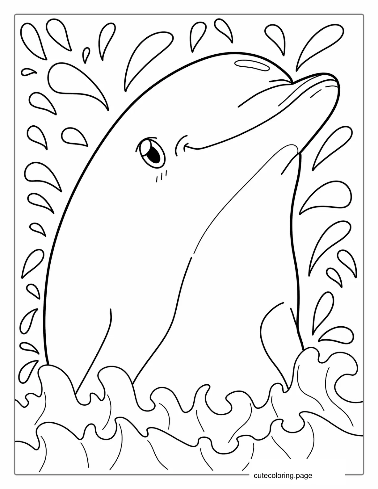 Smiling Dolphin Splashing In Water coloring page