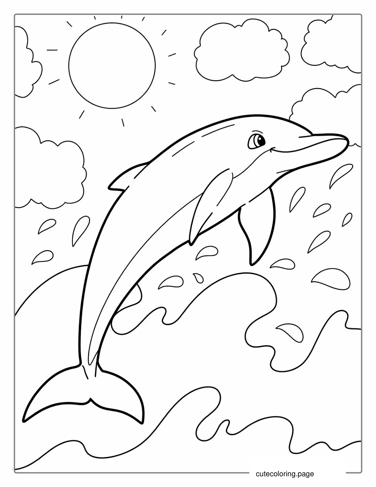 Spinner Dolphin Jumping Out Of Water To Color coloring page