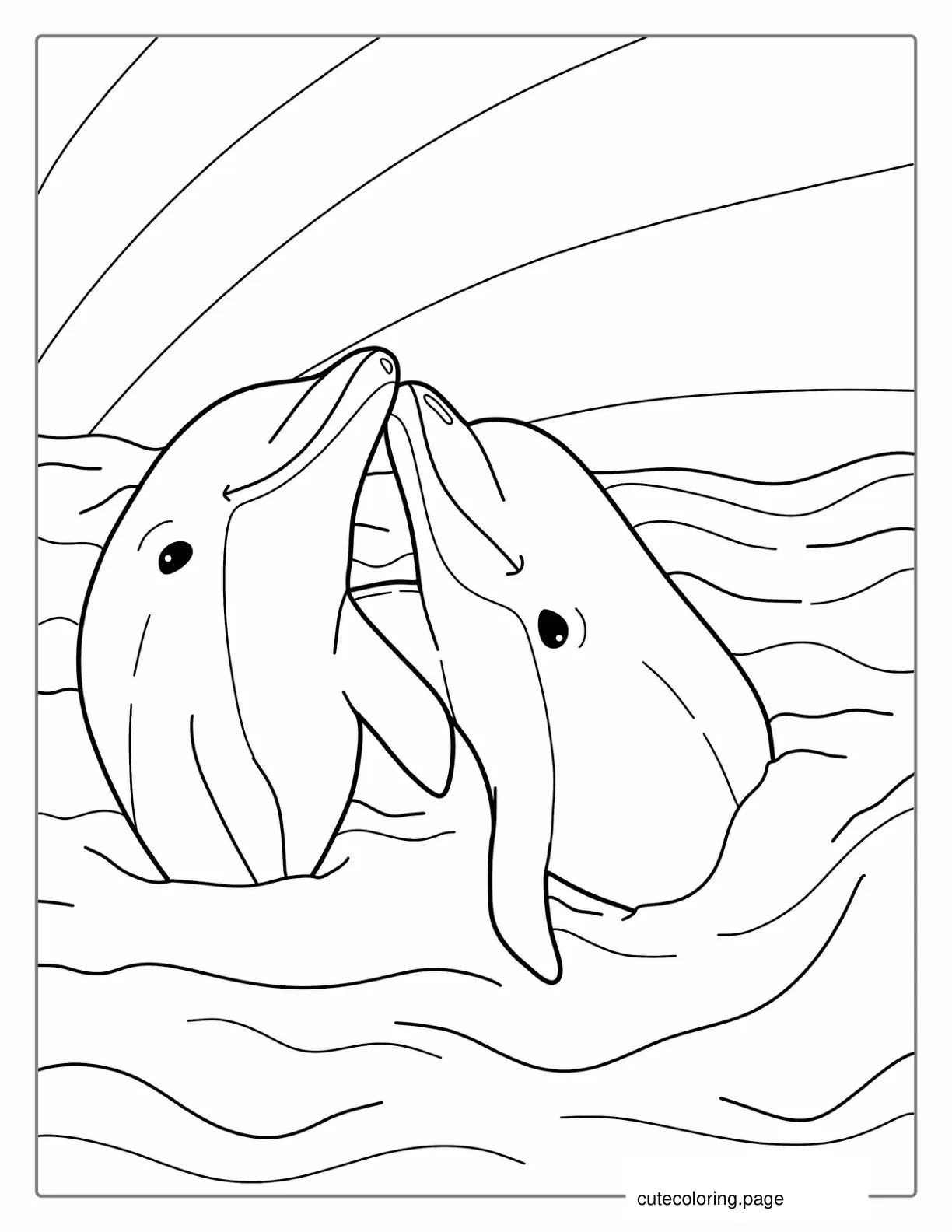 Two Dolphins Touching Noses Coloring Page coloring page