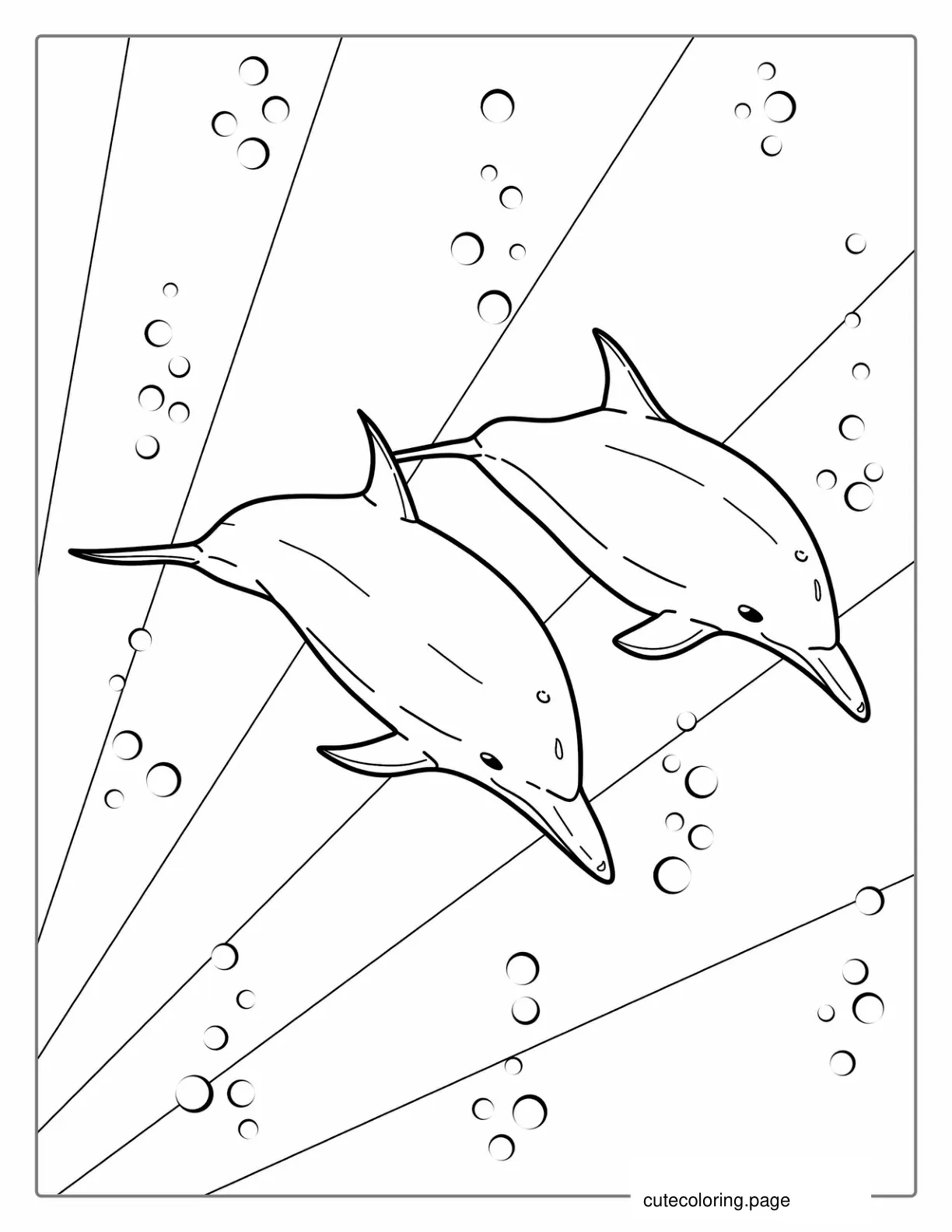 Two Striped Dolphins Swimming In Ocean coloring page